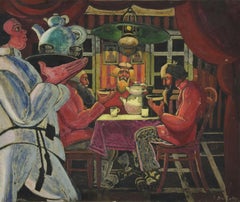 Interior of a dacha - Tempera by L. and R. Brailowsky - Early 20th Century
