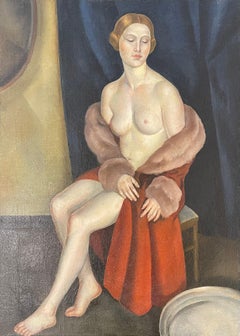 Leonid FRECHKOP (1897-1982), "Nu avec manteau de fourrure"