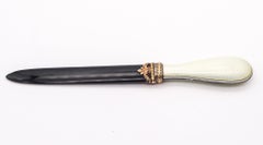 LEONID KOCHERGIN 1900 Russian Empire Enameled Letter Opener In 14Kt Gold Silver