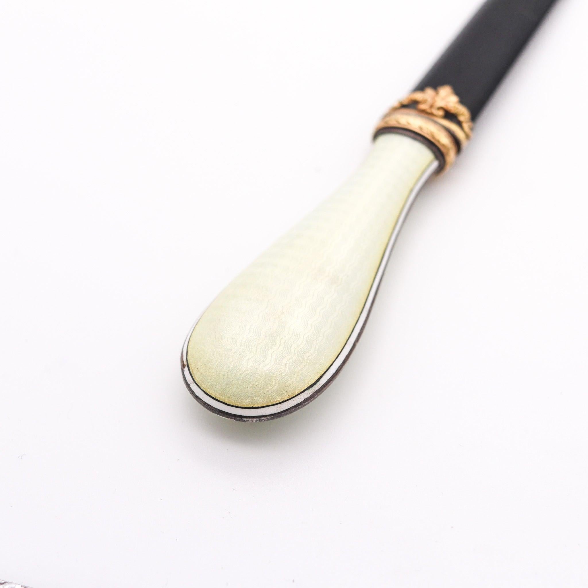 Neoclassical LEONID KOCHERGIN 1900 Russian Empire Enameled Letter Opener In 14Kt Gold Silver For Sale