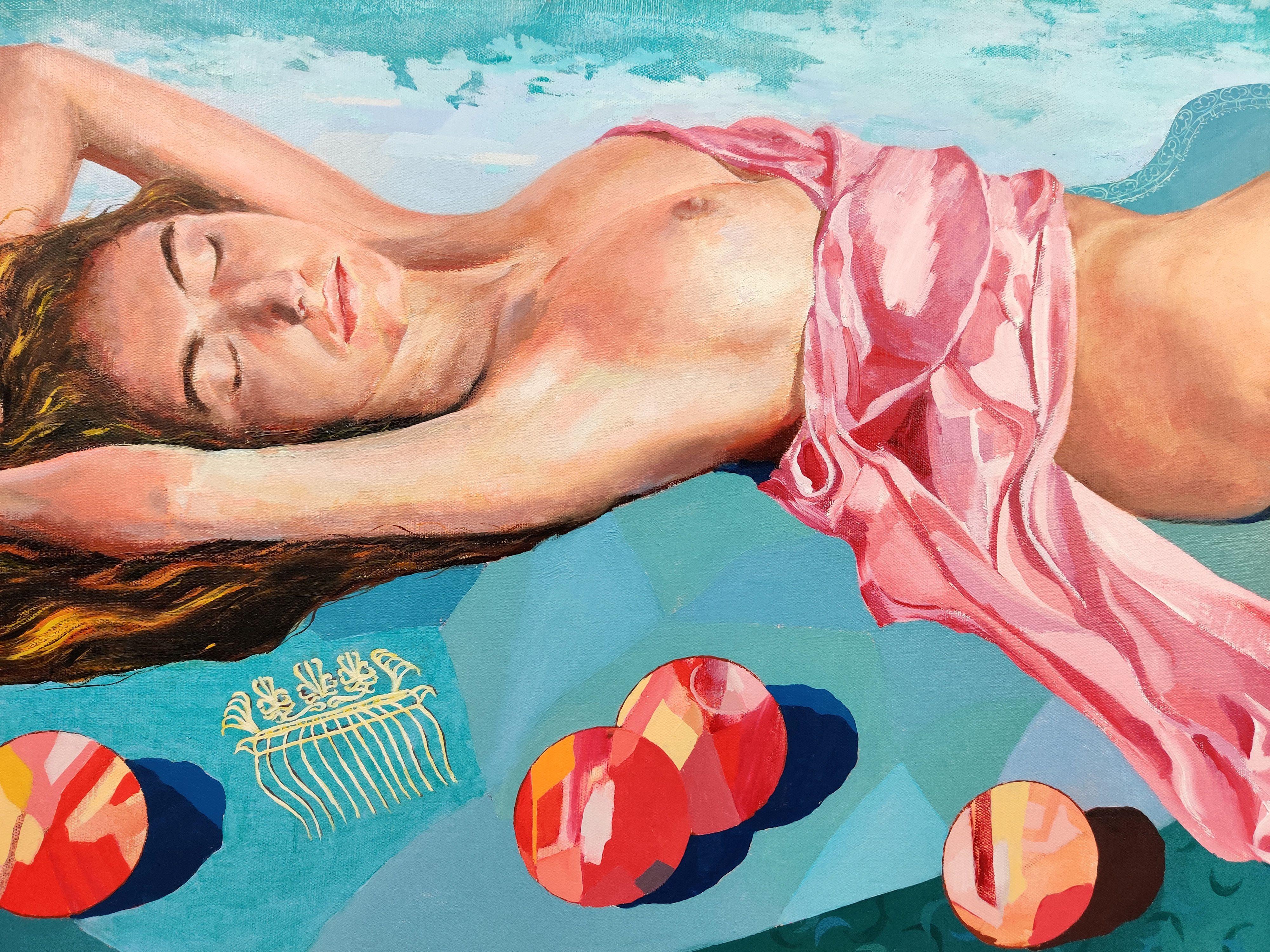 Sleeping Aphrodite, Painting, Oil on Canvas For Sale 2