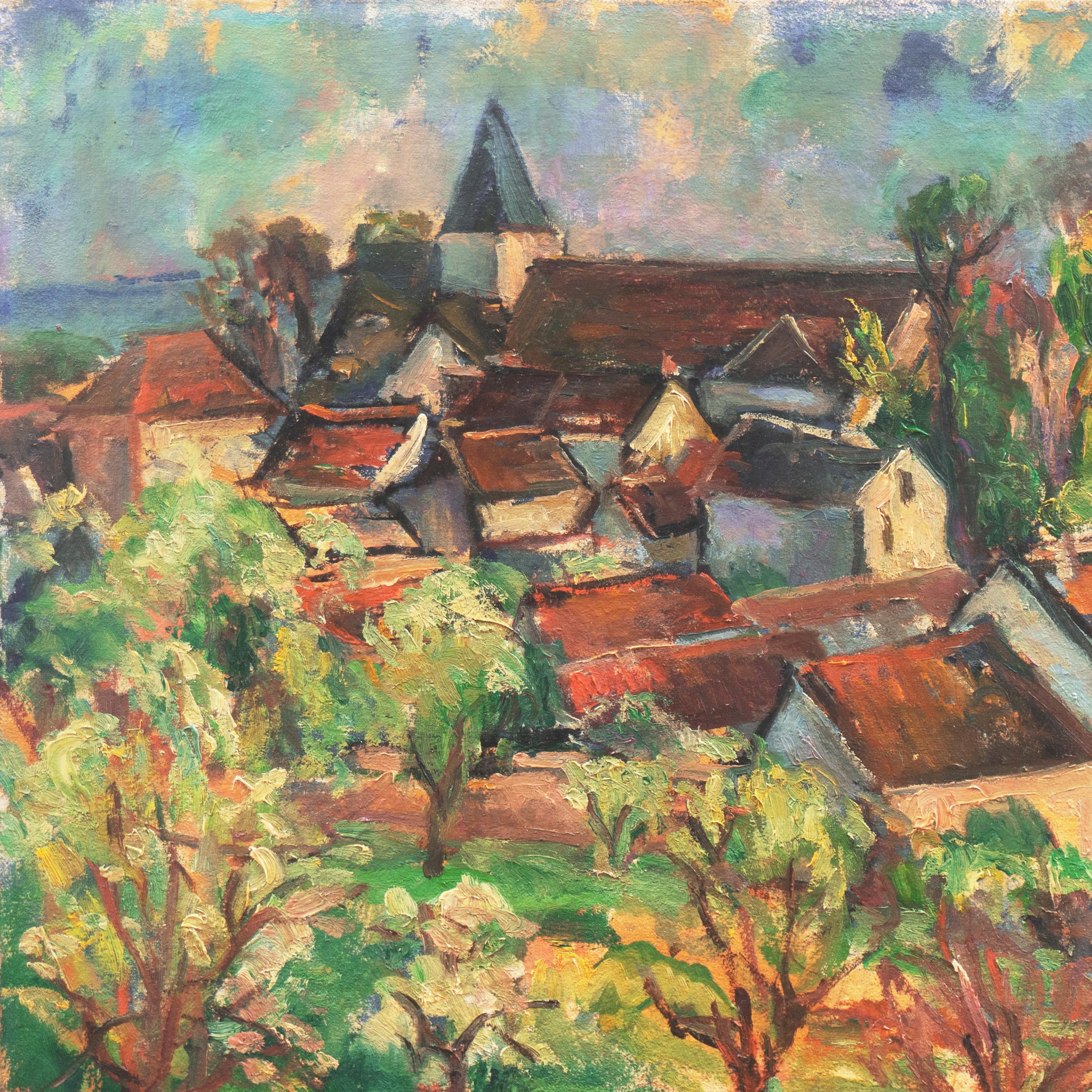 'Hungarian Landscape', Ukrainian Post-Impressionist, Budapest, Hungary, Israeli - Modern Painting by Leonid Unik