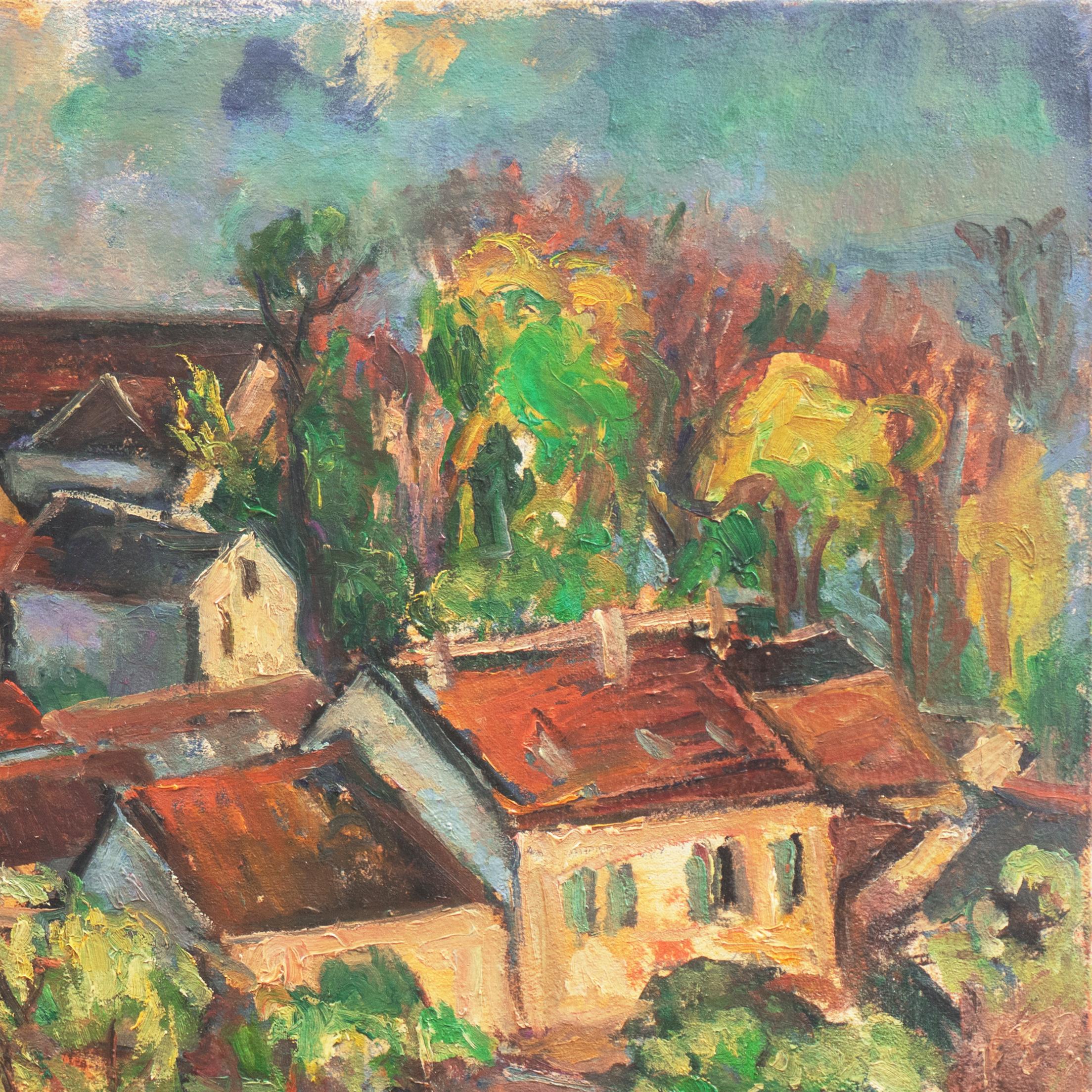 'Hungarian Landscape', Ukrainian Post-Impressionist, Budapest, Hungary, Israeli - Brown Landscape Painting by Leonid Unik