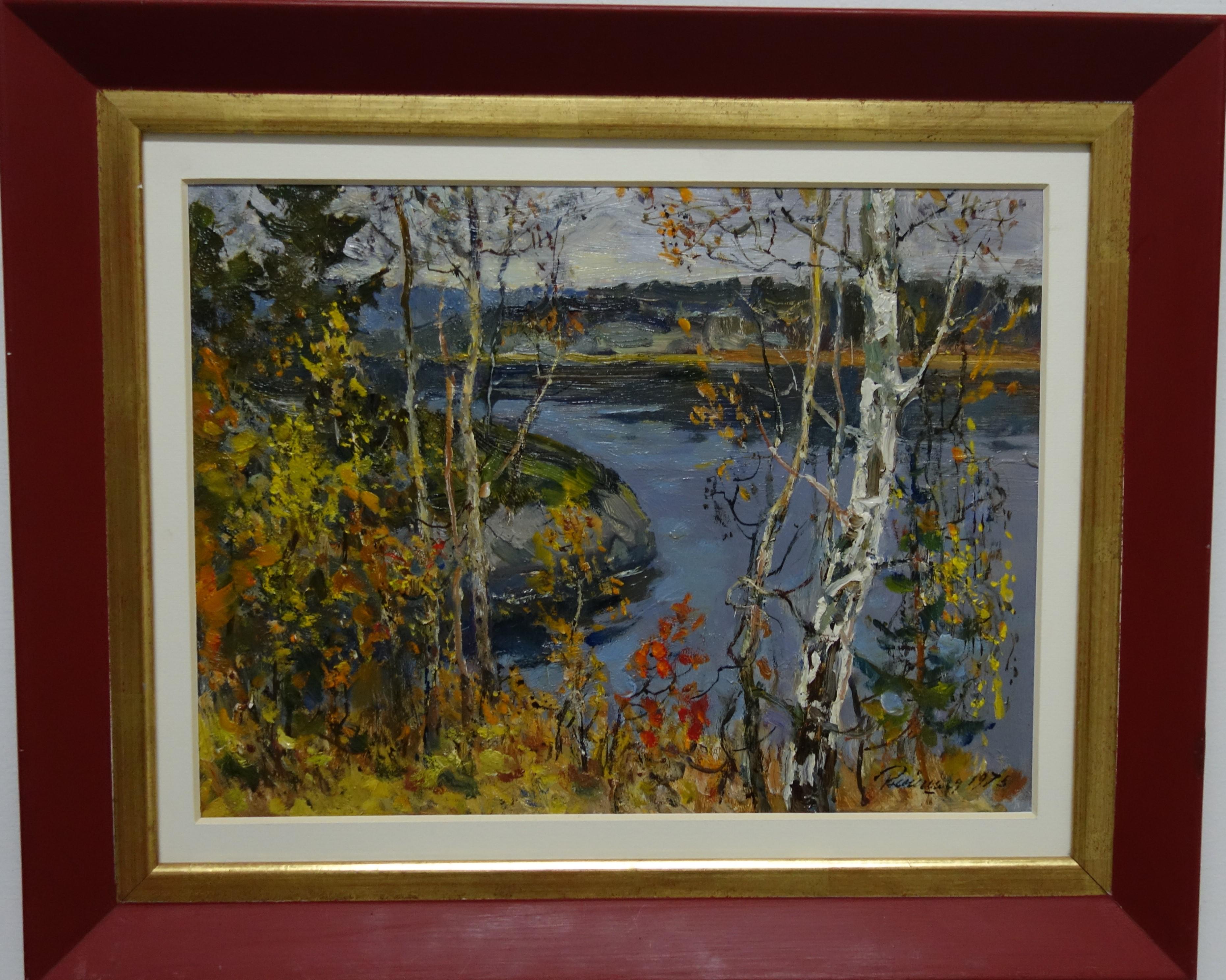 Leonid VAICHILIA Figurative Painting - "Autumn" Karelia  Oil  cm. 32 x 41  1975