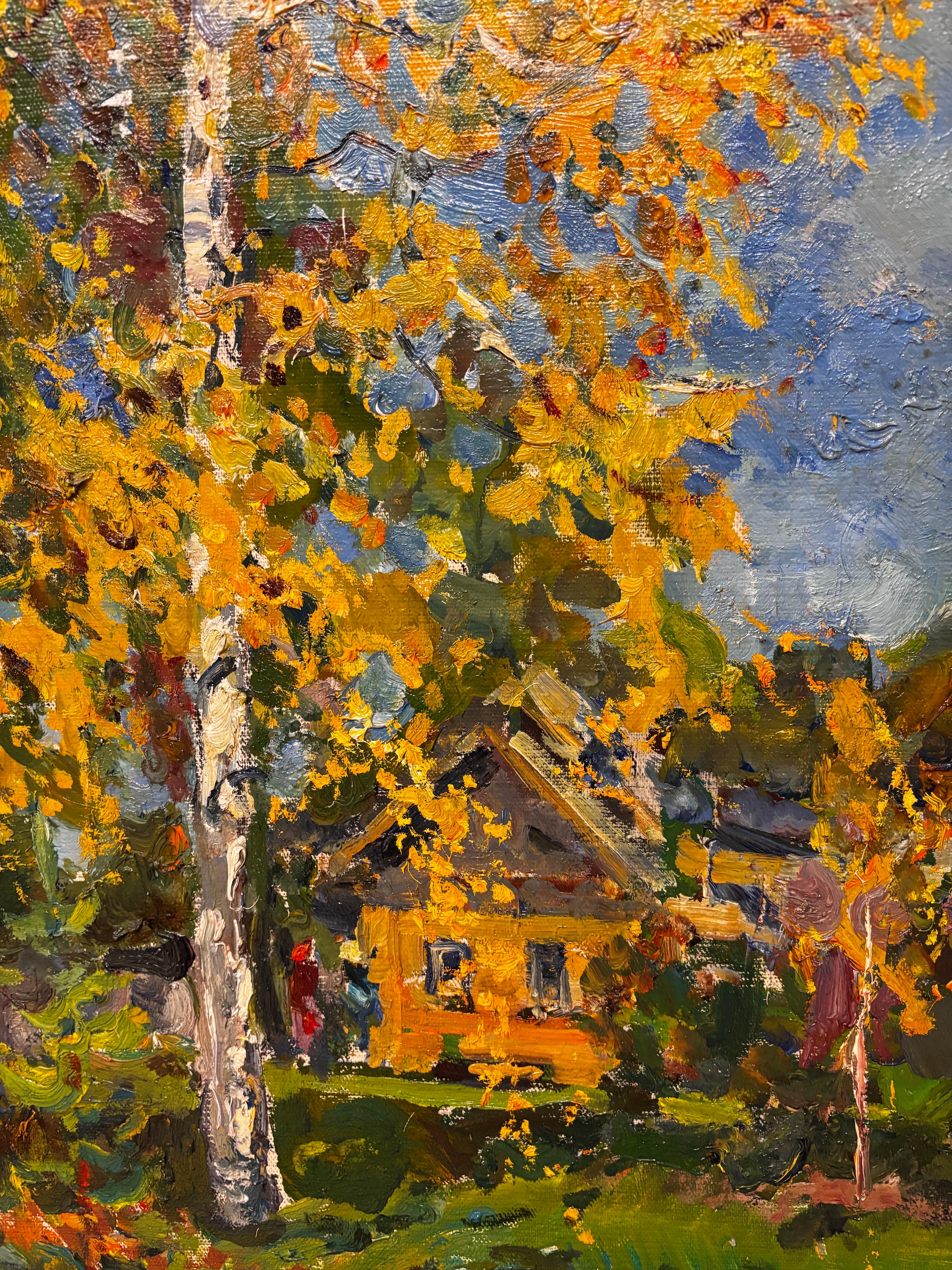 Autunno dorato   Olio cm. 79 x 90    1993 - Black Landscape Painting by Leonid VAICHILIA