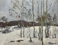 "Birches in the woods, winter" Oil cm. 50 x 40  1967