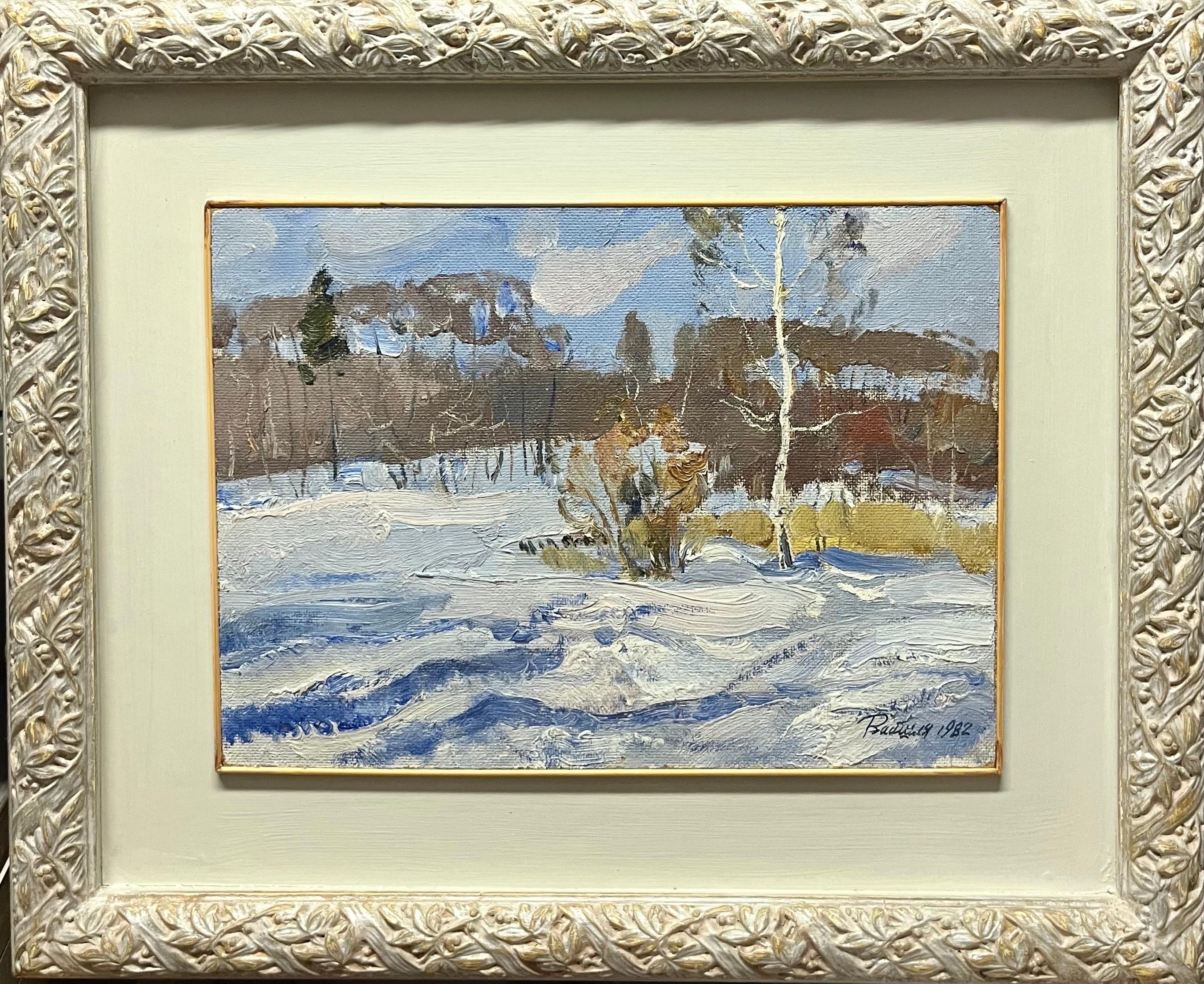 Cold morning   Oil  cm. 43 x 31 cm, 1982 - Impressionist Painting by Leonid VAICHILIA