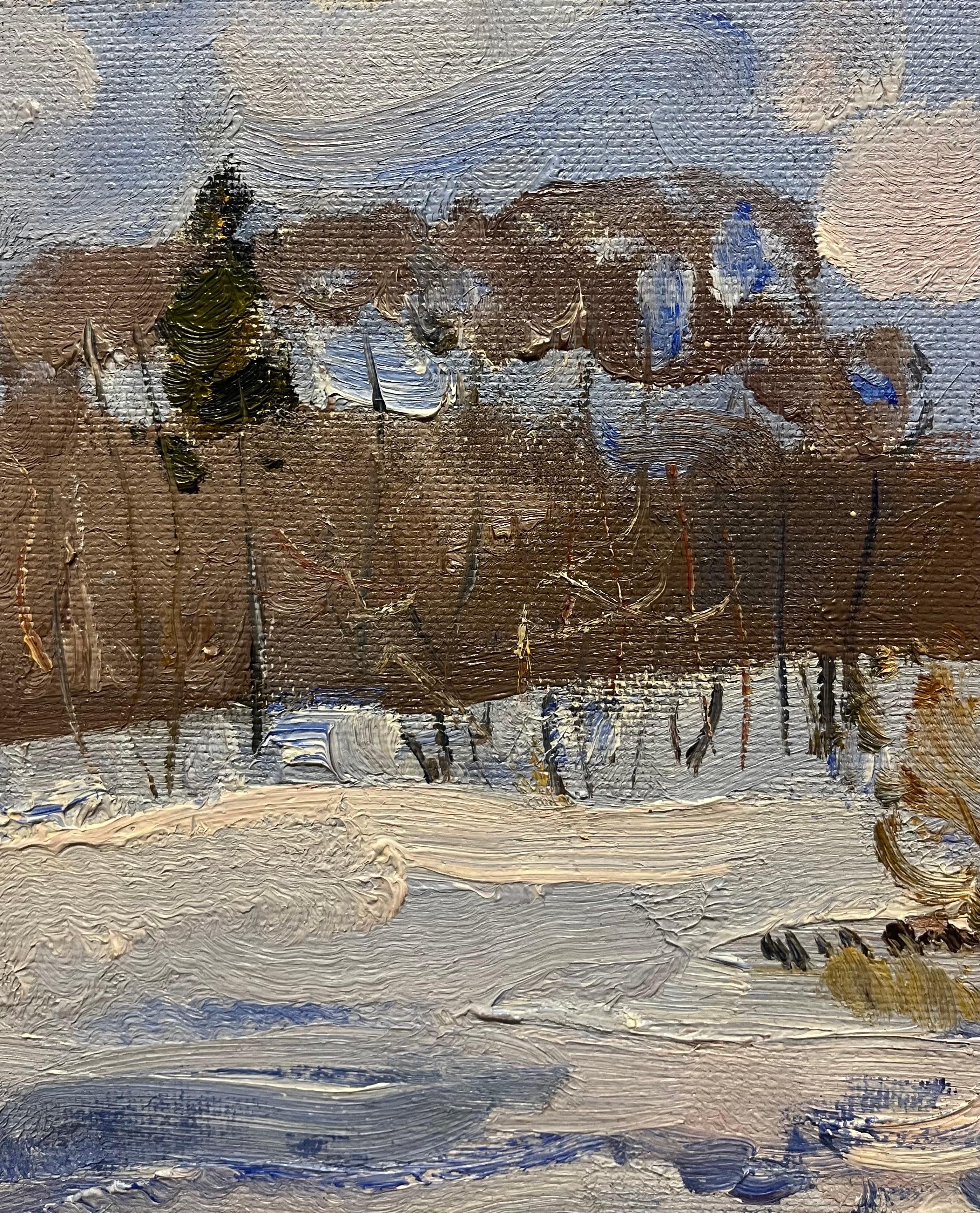 Cold morning   Oil  cm. 43 x 31 cm, 1982 For Sale 1