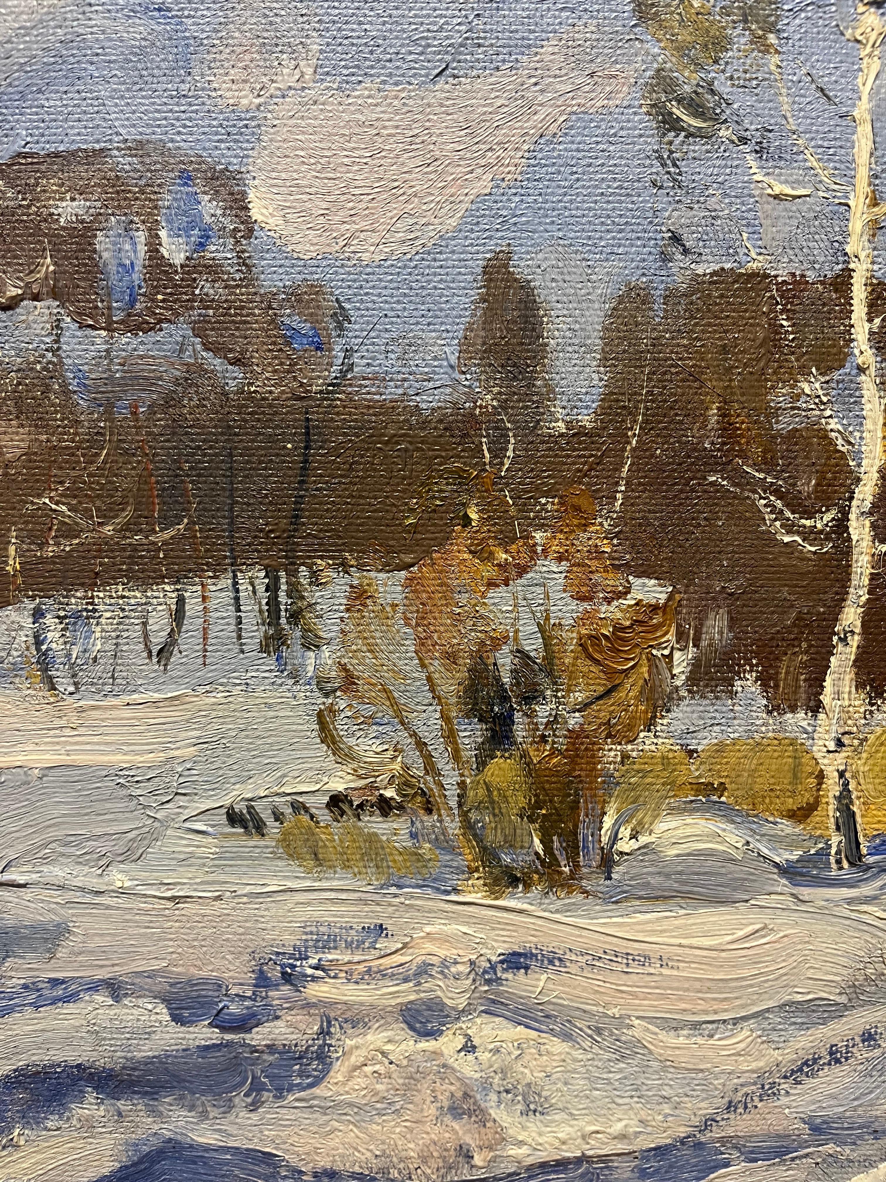 Cold morning   Oil  cm. 43 x 31 cm, 1982 For Sale 2