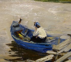 Pier on the lake  Oil on wood   cm. 70 x 47  1967