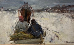 "Sled in the snow" Oil cm. 50 x 30 1974