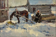 "Wait" Snow, Winter,  Oil   cm. 50 x 33  1971