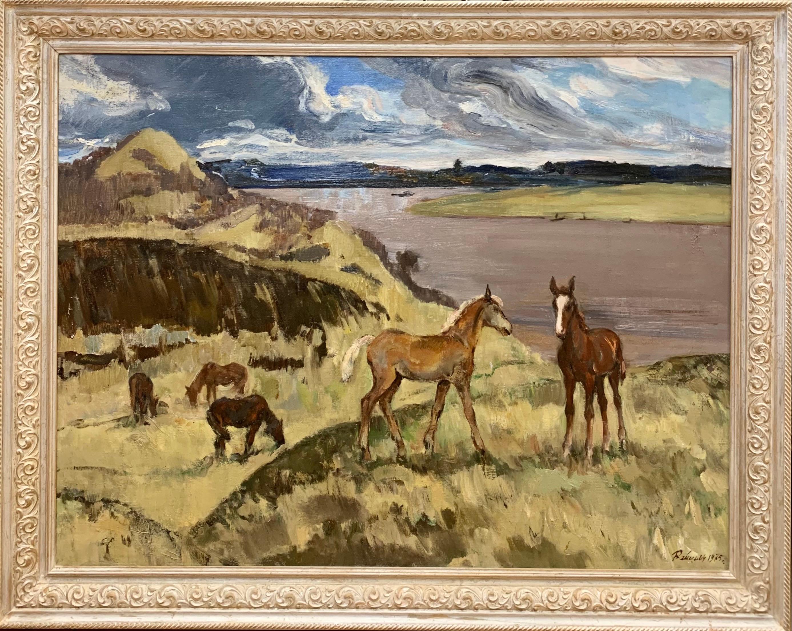 Leonid VAICHILIA Animal Painting - "Wild horses" Oil cm. cm. 115 x 89 1975
