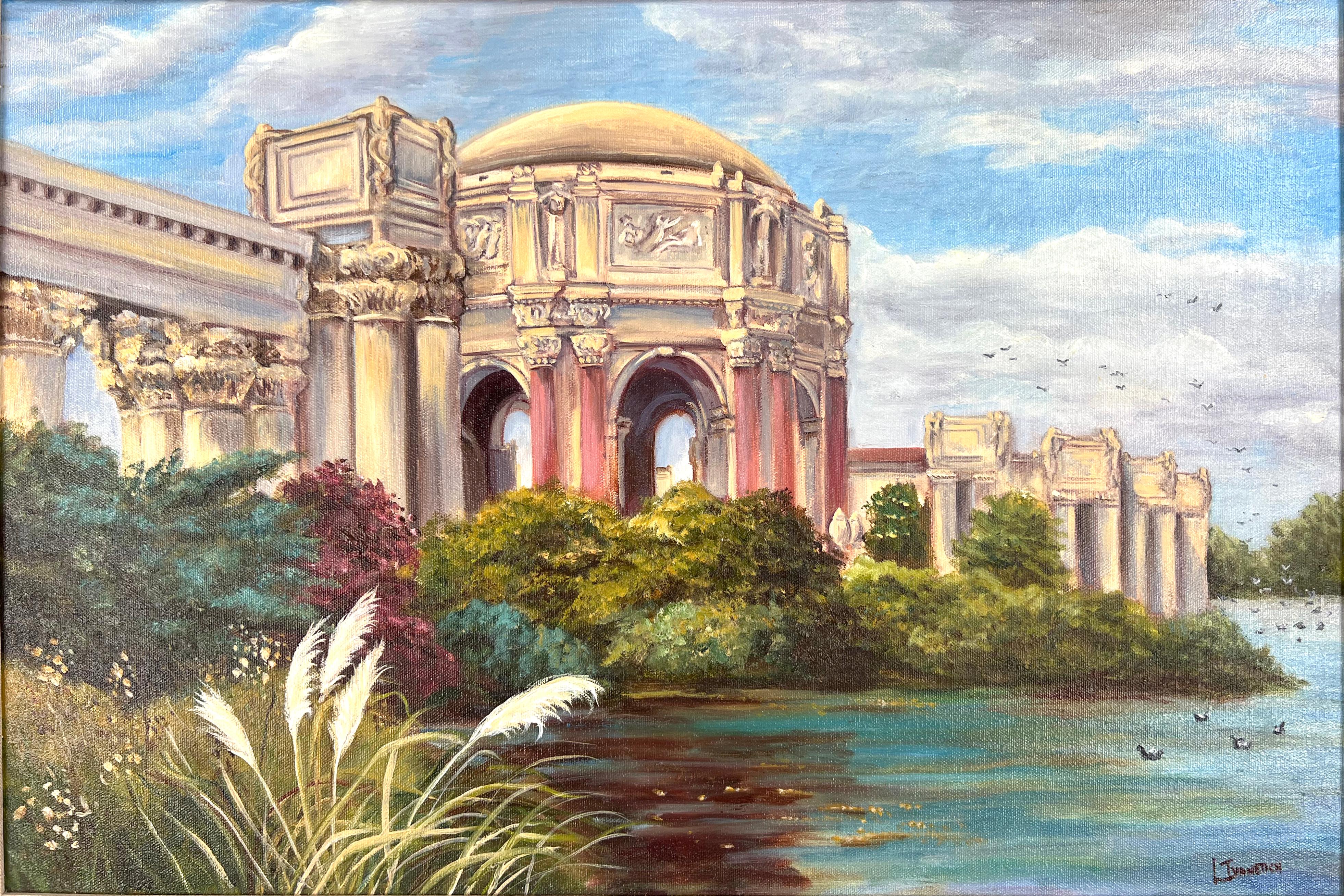 San Francisco Palace of Fine Arts Oil on Canvas - Painting by Leonida Ivanetich