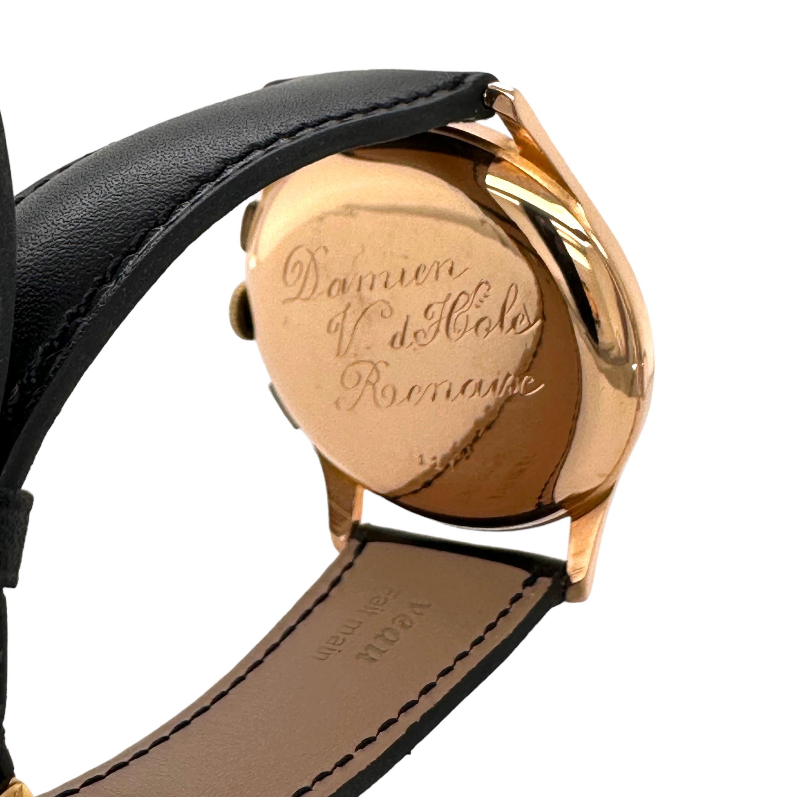 Women's or Men's Leonidas Chronograph Wrist Watch 18 Karat Yellow Gold Case For Sale