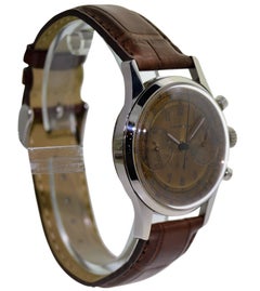 Leonidas Stainless Steel Chronograph Original Rose Gold Dial Manual Wristwatch