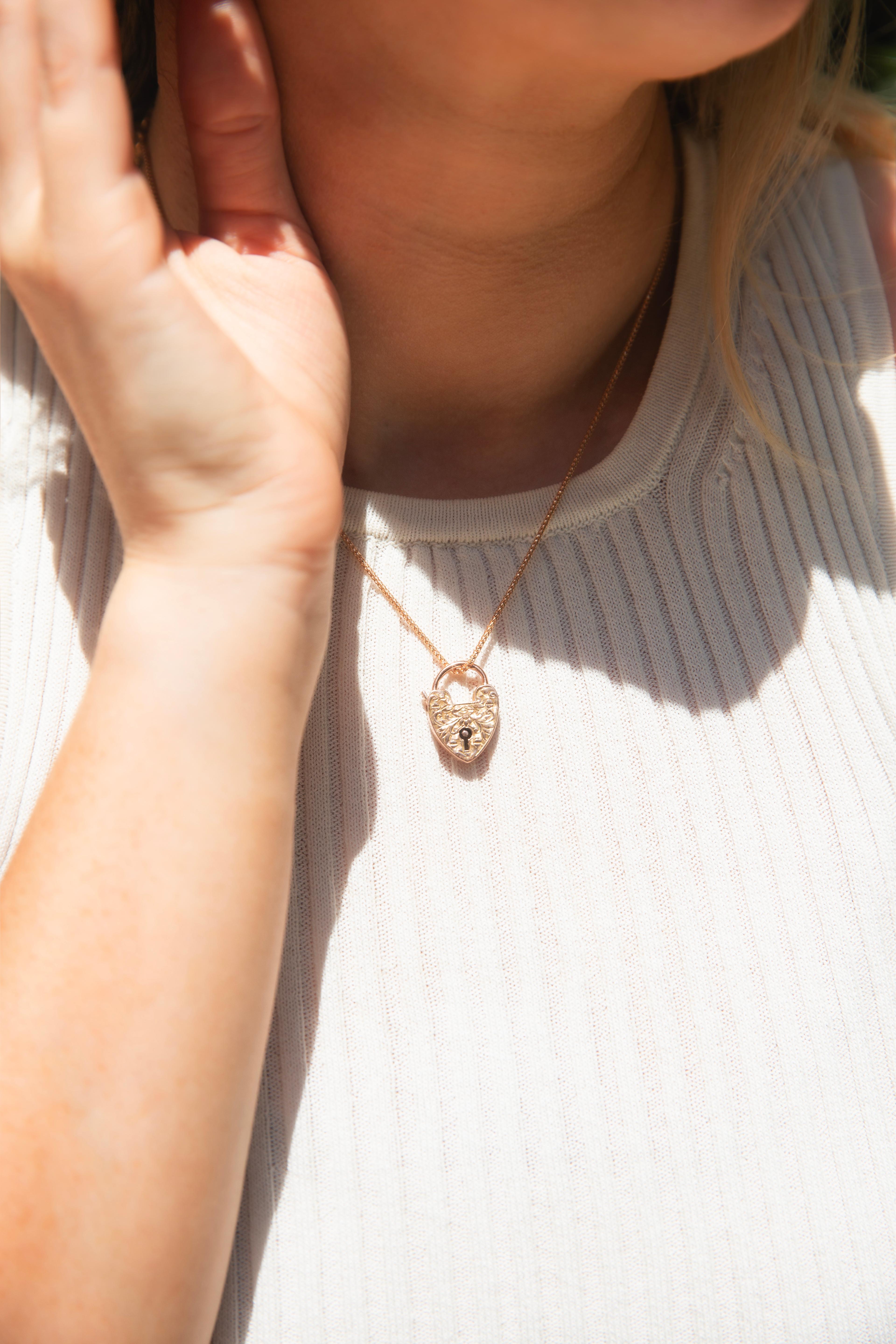 Symbolising love and commitment between two hearts and the desire to keep that love safe, the locket is the perfect gift for you and yours. Crafted in 9 carat rose gold and threaded with a lovely 18 carat chain, The Leonie Pendant & Chain would be a