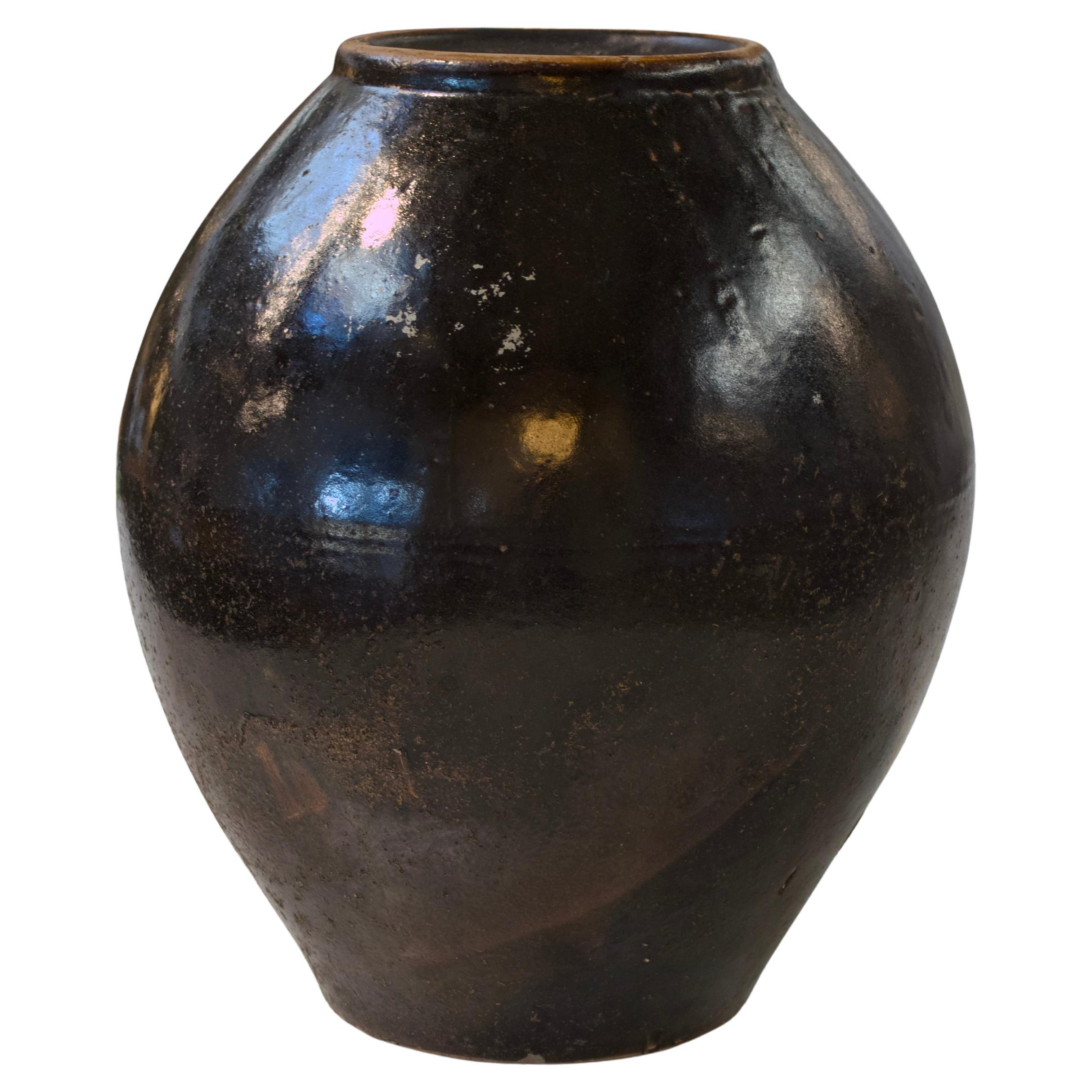 ‘Leonie’ Asian Ceramic Vase, 13-Inch Diameter, Vintage