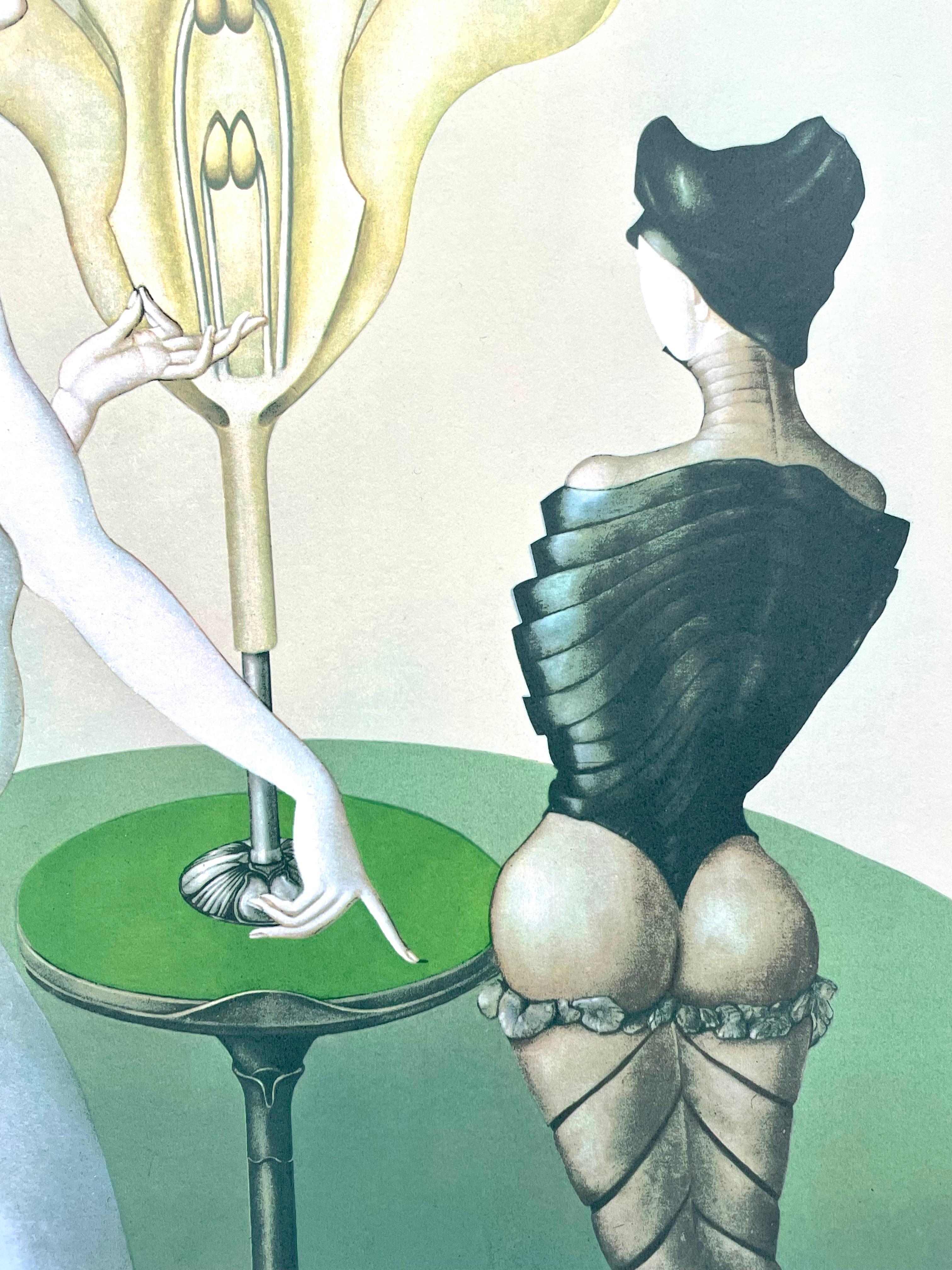Leonor Fini, mujer y flor, rara impresión sobre papel en Excelente estado para la venta en Saint ouen, FR