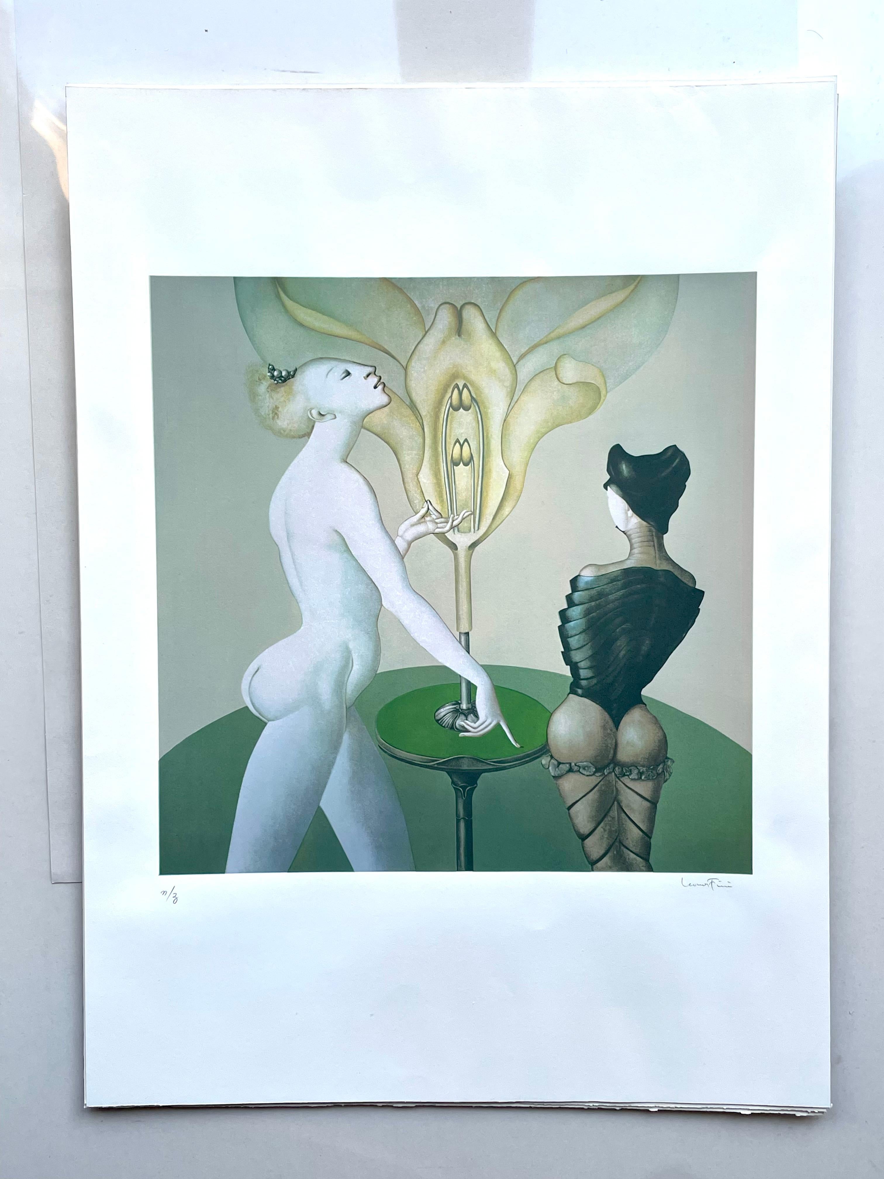 Leonor Fini, mujer y flor, rara impresión sobre papel en venta 1