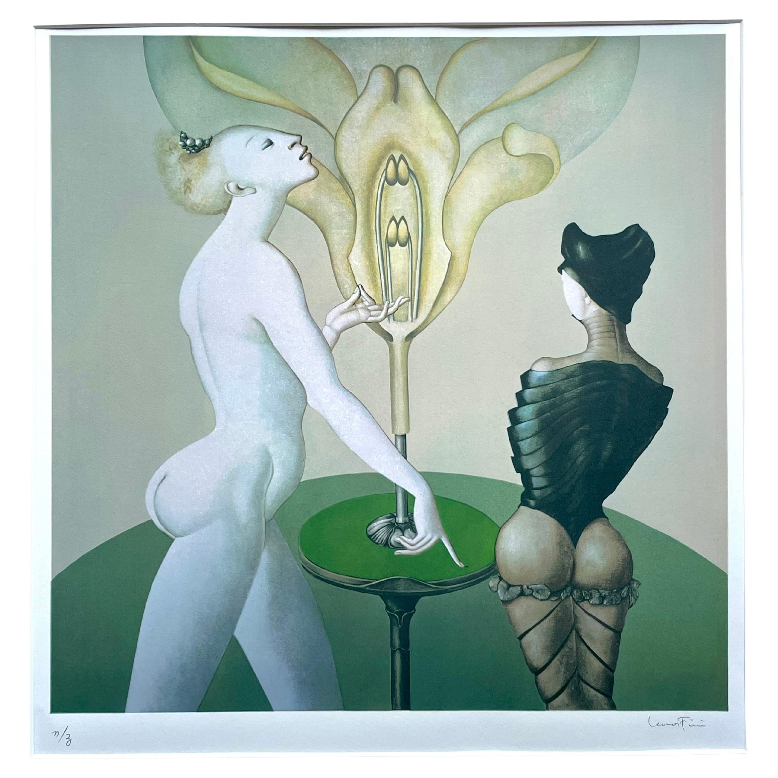 Leonor Fini, women and flower, rare print on paper