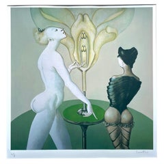 Leonor Fini, women and flower, rare print on paper