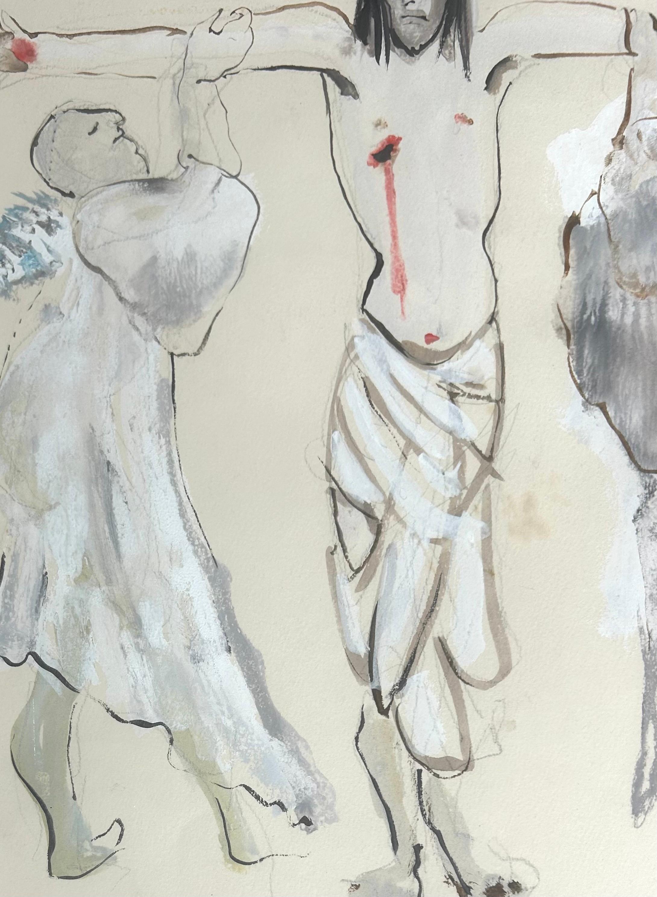 Le Concile d'Amour - Gouache su carta Donna pittrice surrealista unica, 1968 - Painting Surrealismo di Leonor Fini