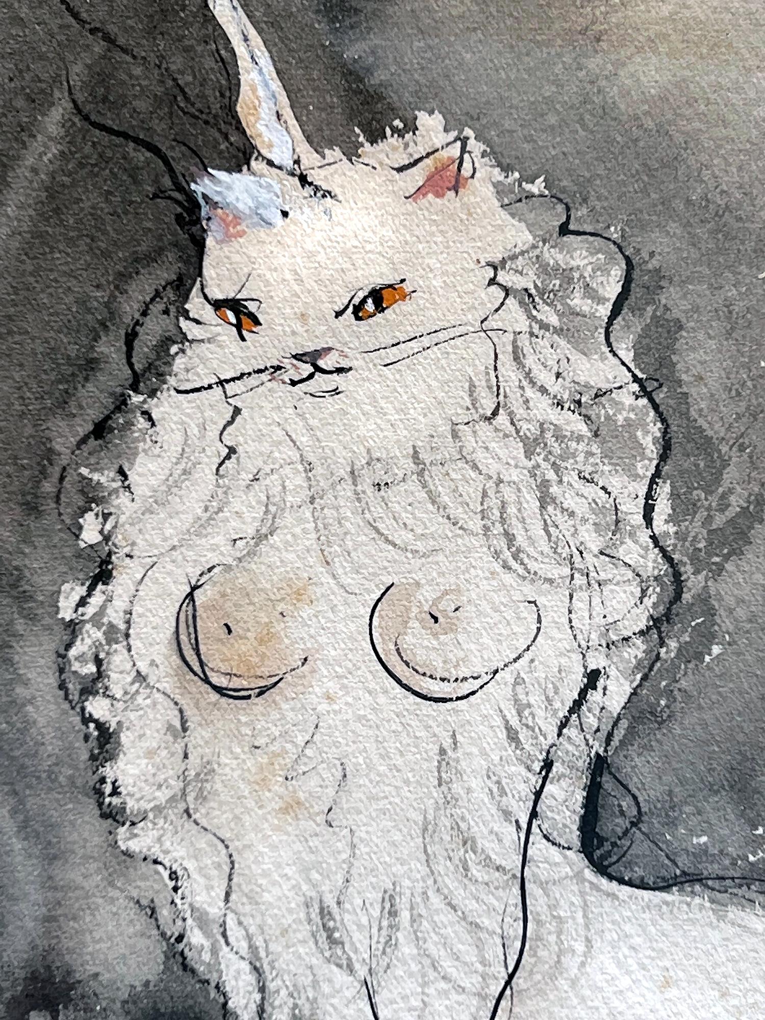 Sexy Cat  - Nude Unicorn Cat Woman  -  Chat Surrealiste  For Sale 2