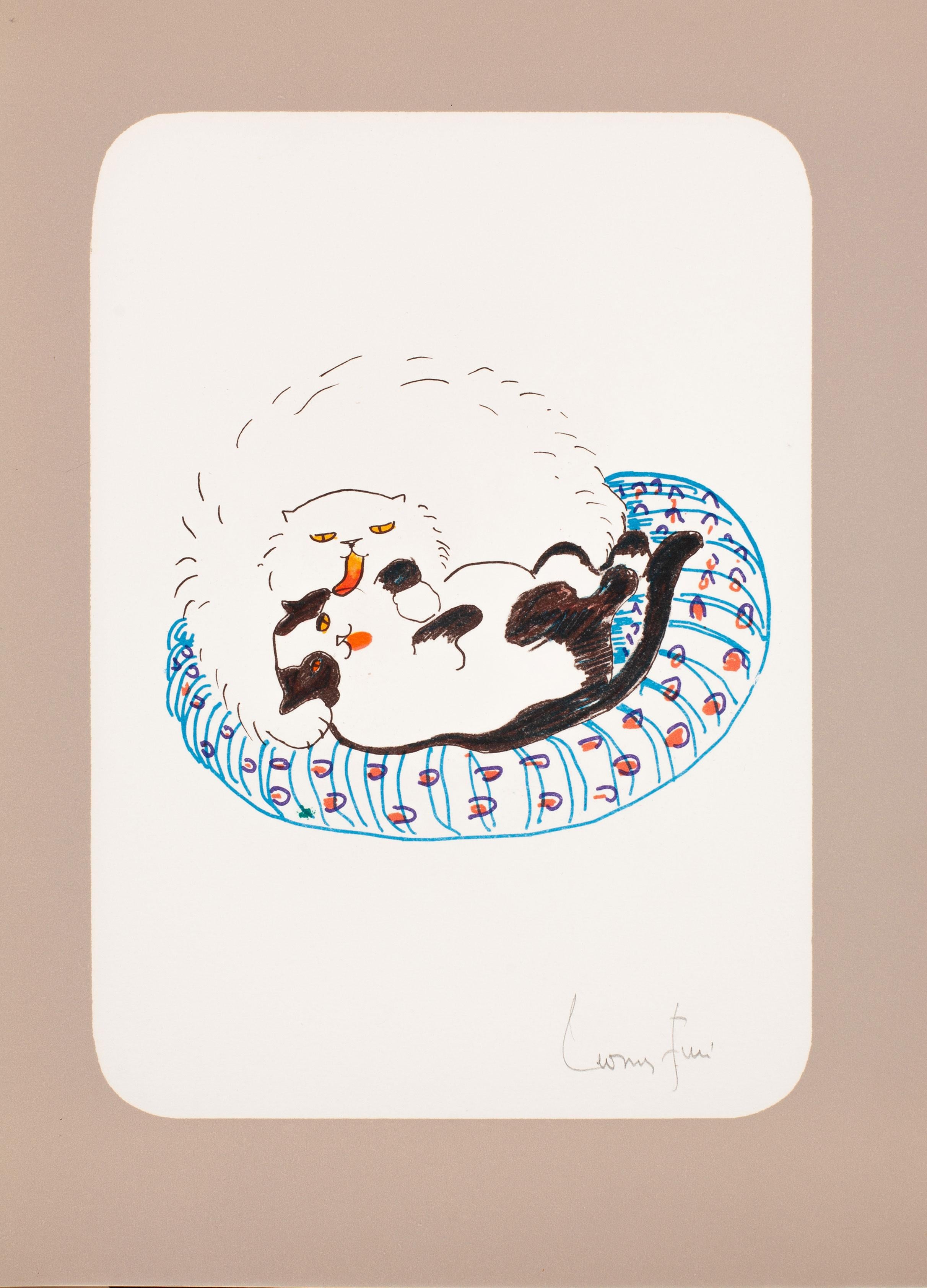 Leonor Fini Animal Print - Cats in Bed