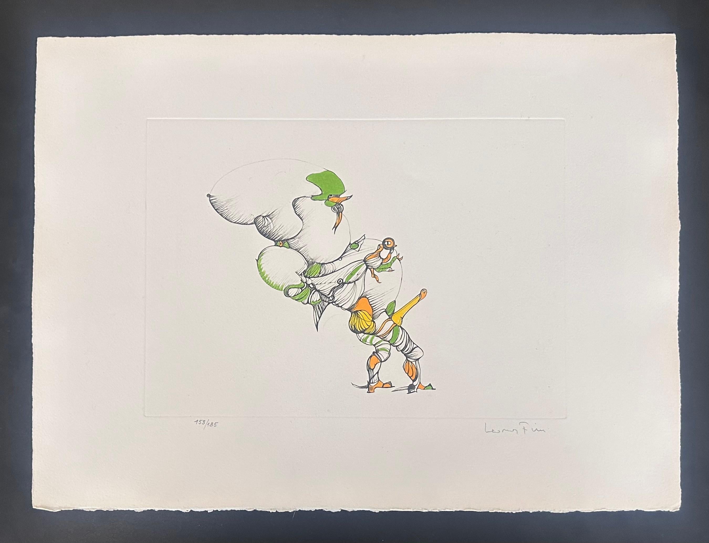 Du fil à retordre - Hand-signed numbered lithograph Leonor Fini Surrealist, 1975 For Sale 1