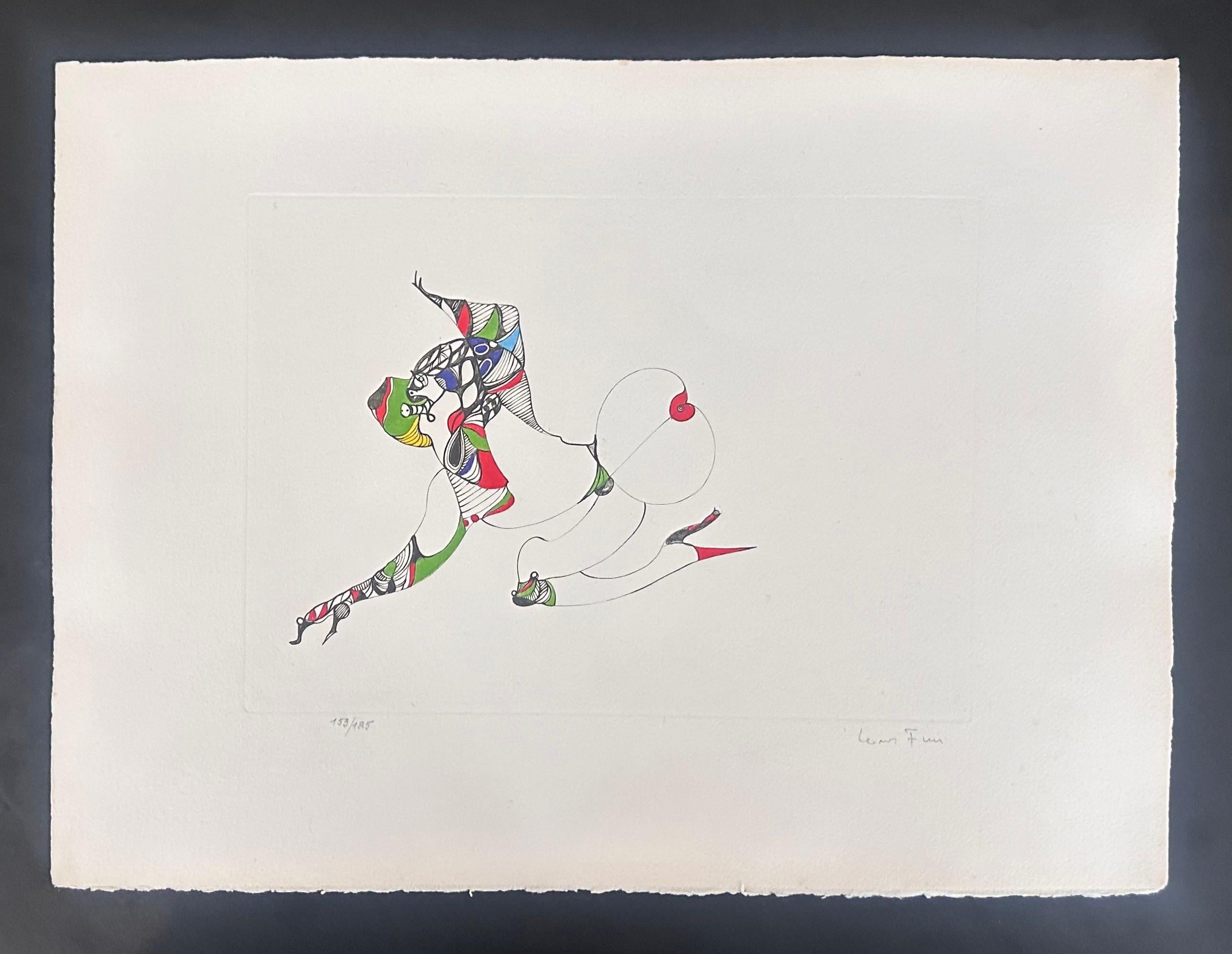 Enrichie de narines - Hand-signed number lithograph Leonor Fini Surrealist, 1975 For Sale 1