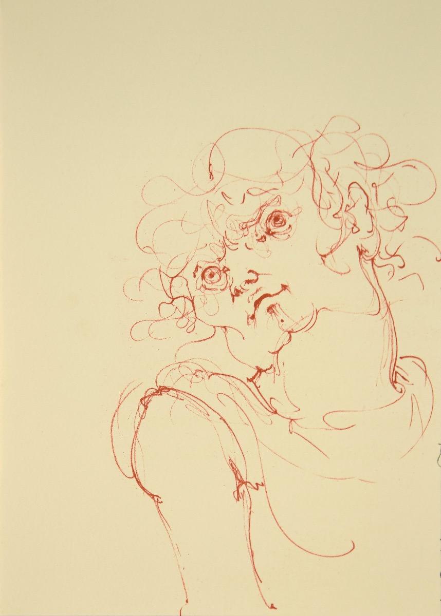 Face - Original Lithograph on Cardboard by Leonor Fini - 1970s