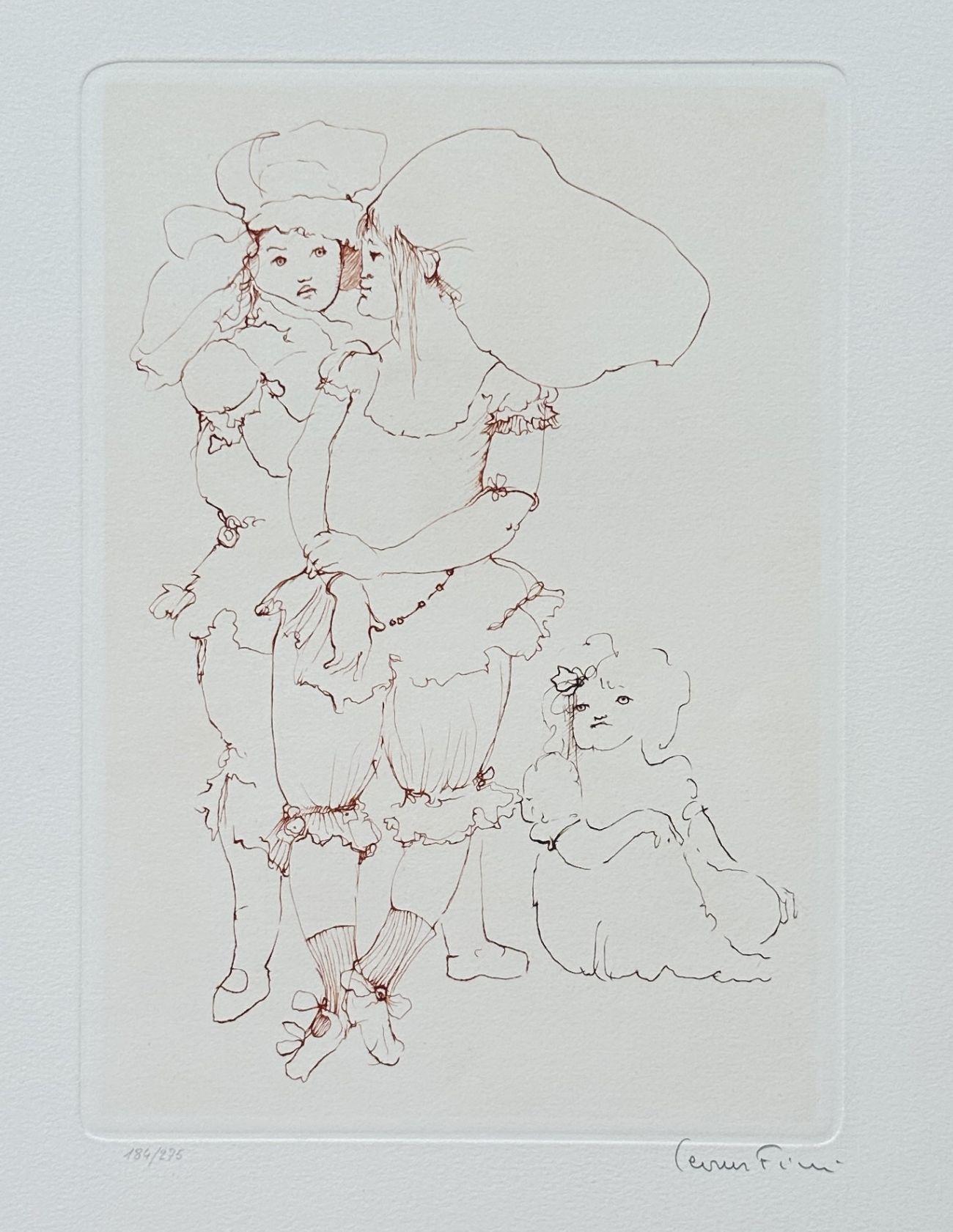 Familienporträt – Original-Radierung, handsigniert und nummeriert – Print von Leonor Fini