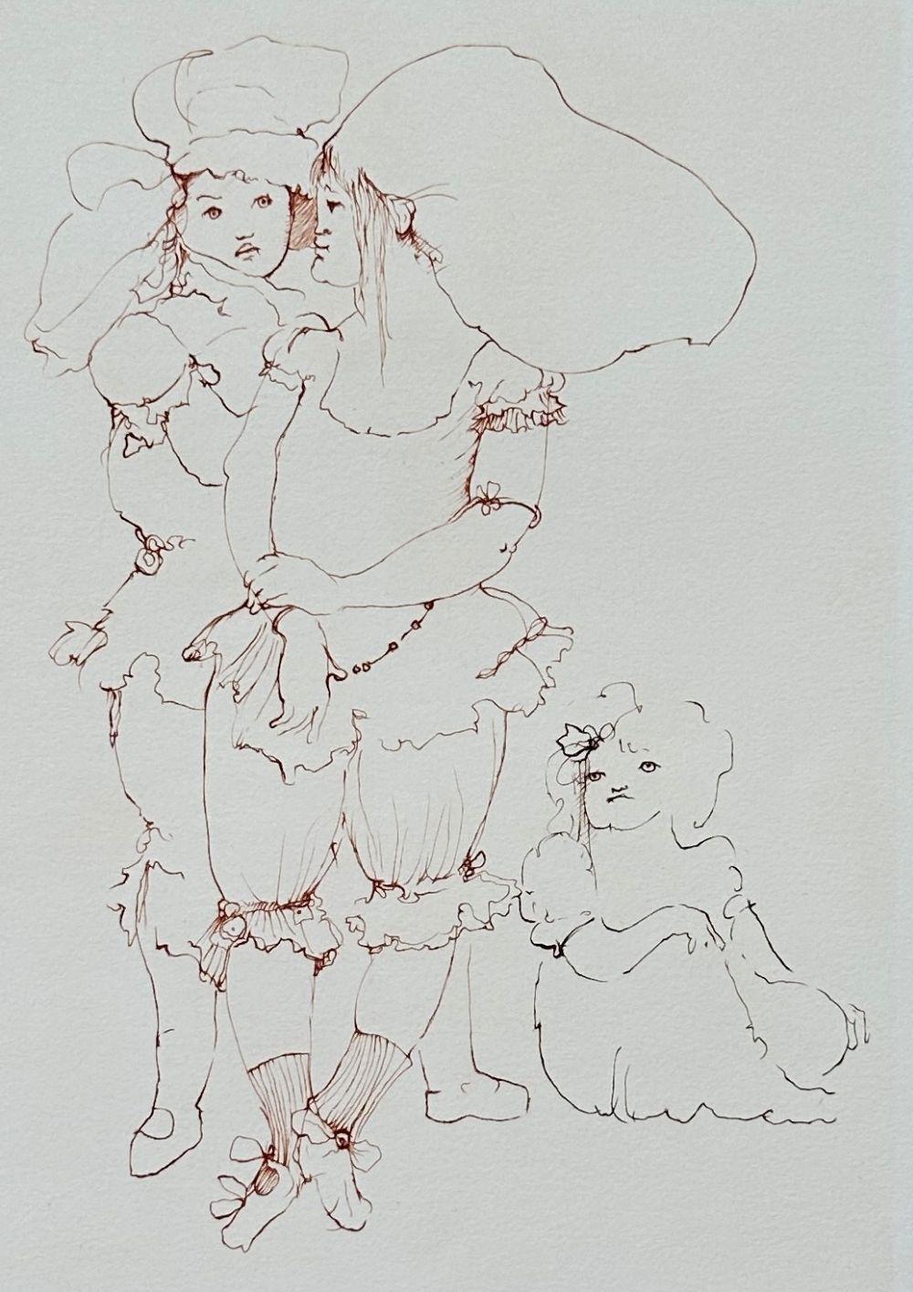 Familienporträt – Original-Radierung, handsigniert und nummeriert (Surrealismus), Print, von Leonor Fini