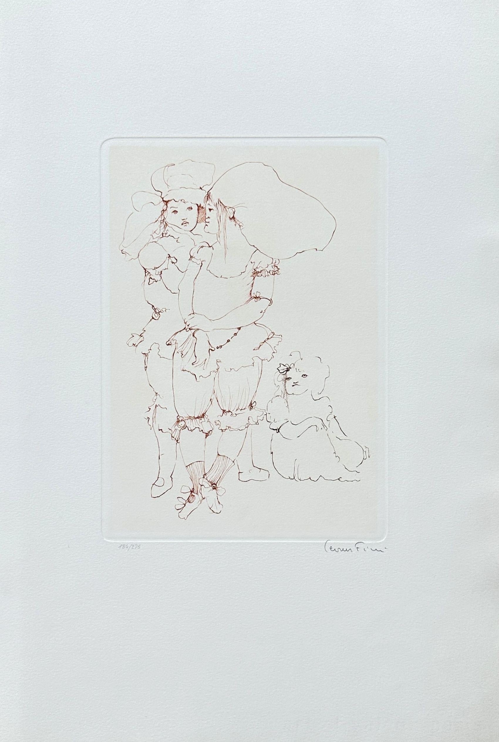 Leonor Fini Figurative Print - Family Portrait - Original Etching Hand Signed & Numbered