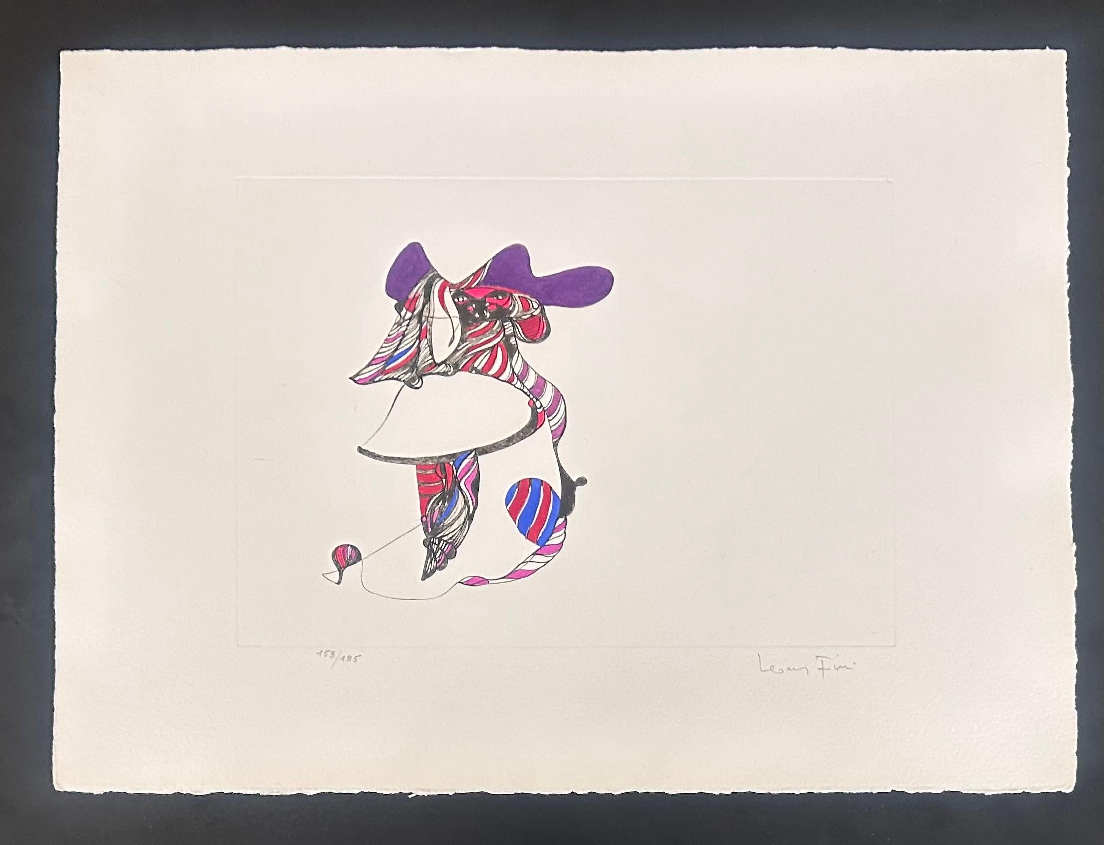 Fantastical character - Hand-signed lithograph Leonor Fini Surrealist, 1975 For Sale 1