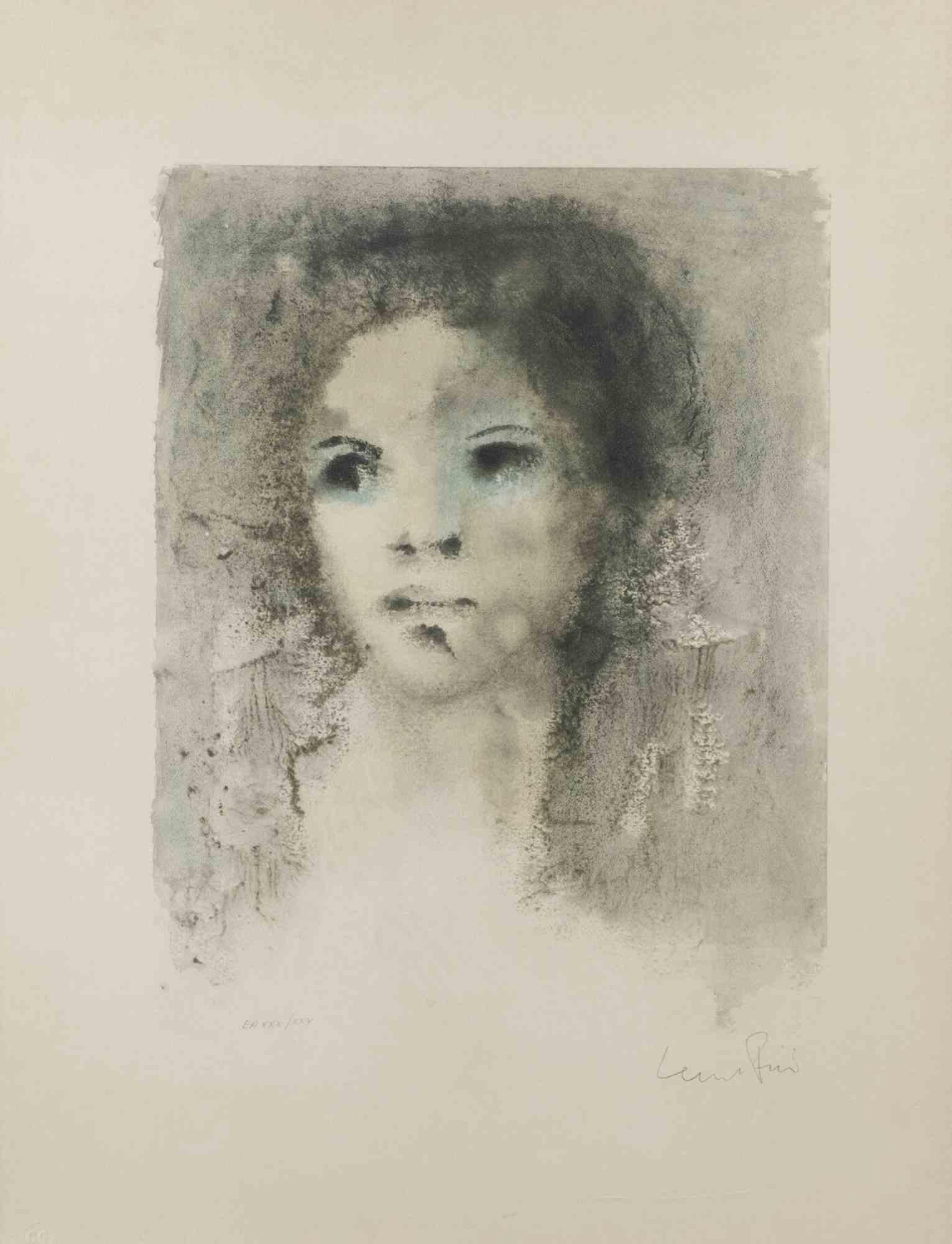 Female Face is an artwork realized by Leonor Fini in 1960 ca. 

61,5x47,5 sheet, 40x32 lithograph, specimen no. EA XXX/XXX.

Work hand signed lower right, inscribed "EA" and numbered lower left (in pencil on the sheet).

Good conditions.

Leonor
