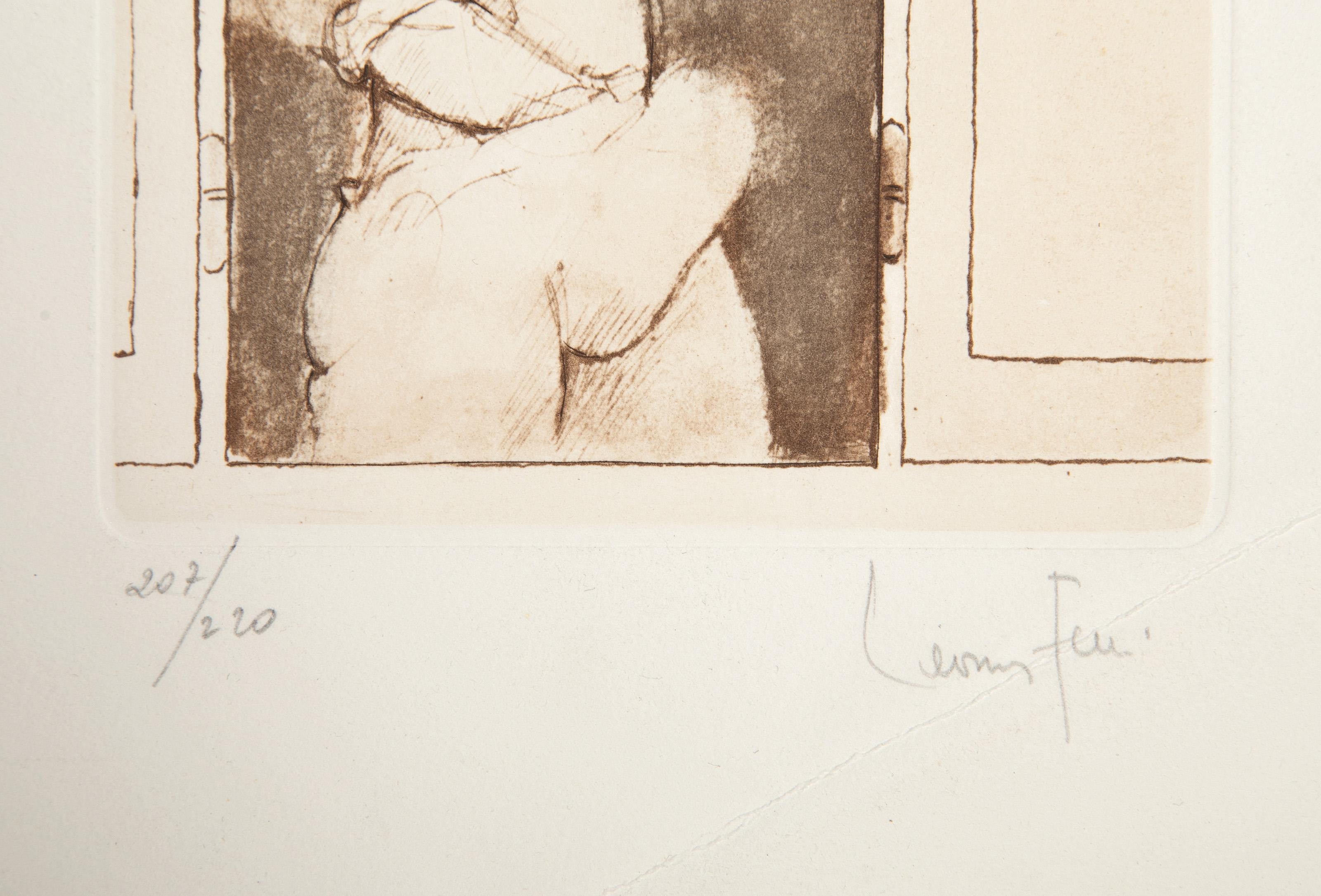 Figure in Doorway, Surrealist Etching by Leonor Fini For Sale 3