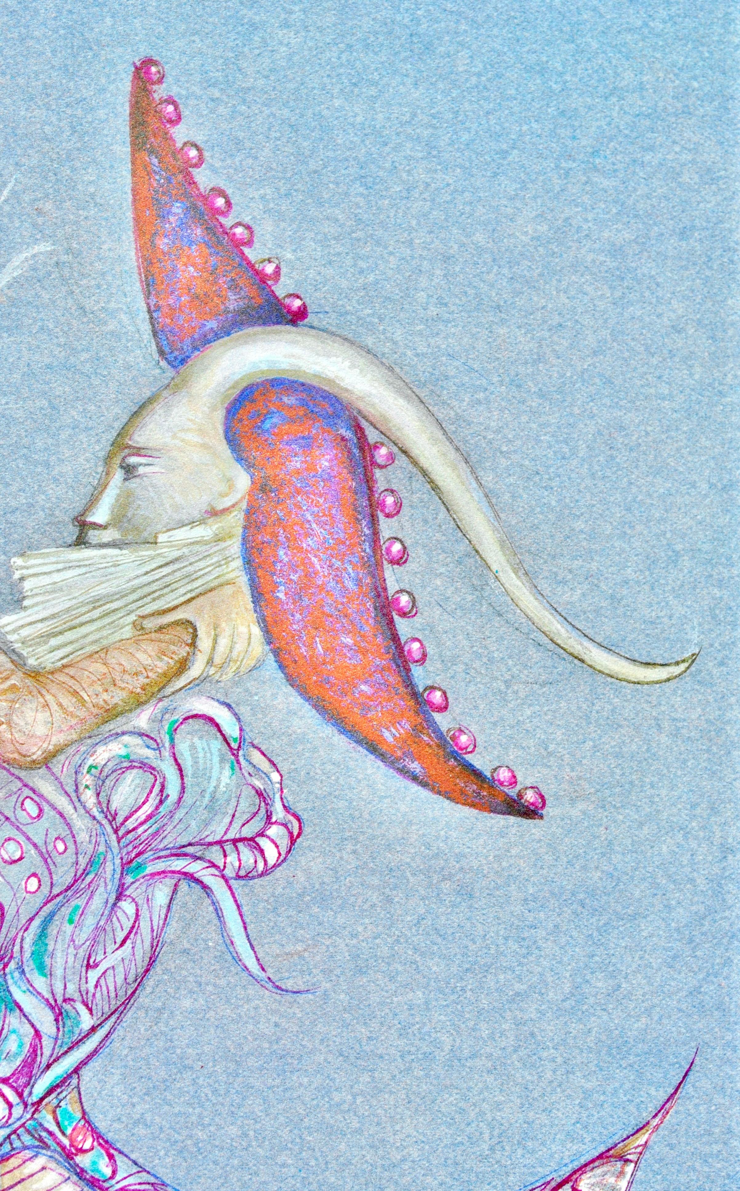 Fini, Composizione, Fruits de la Passion, XXe siècle (dopo) - Figurative Print Blu di Leonor Fini