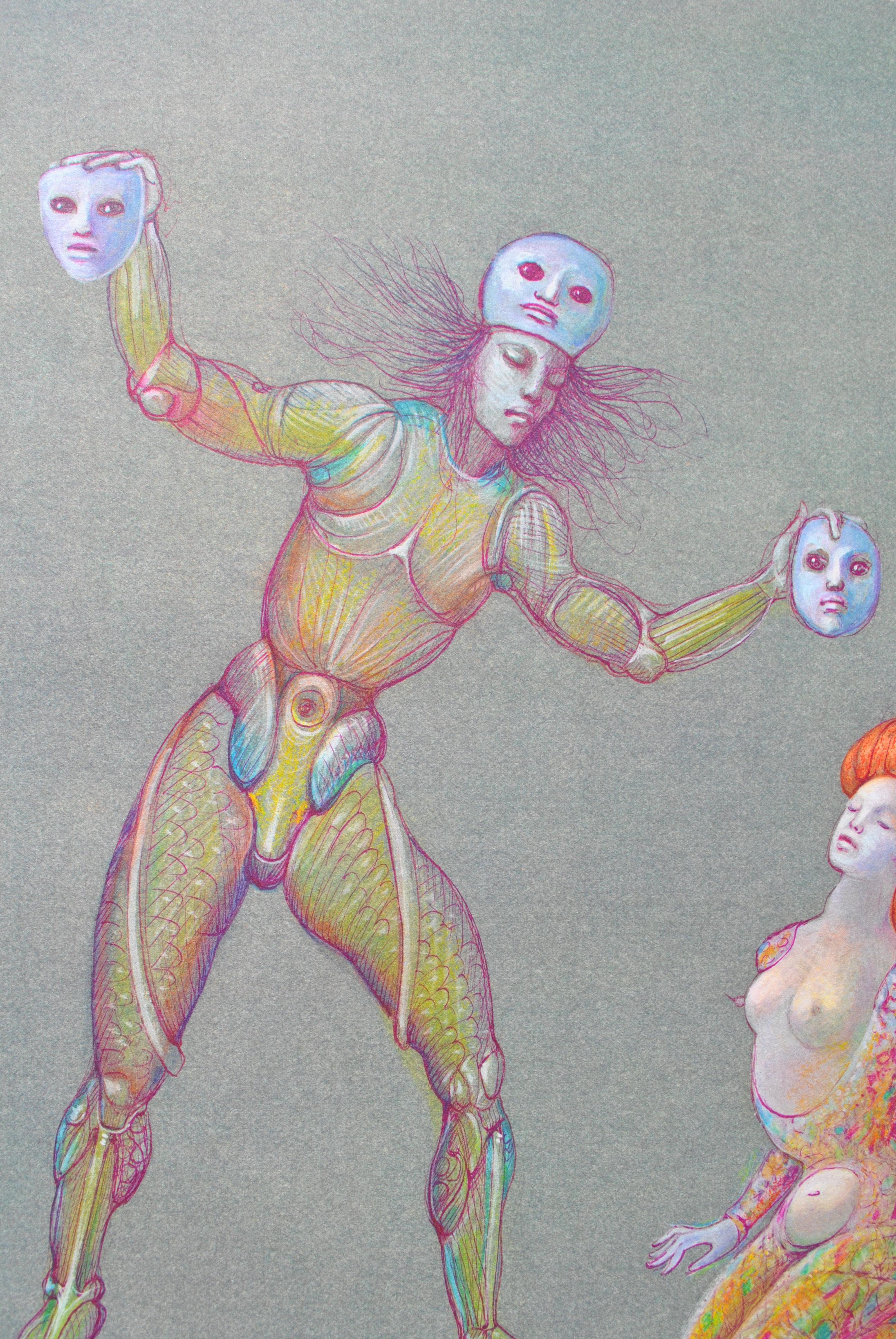 Games Of Masks - Lithograph For Sale 2