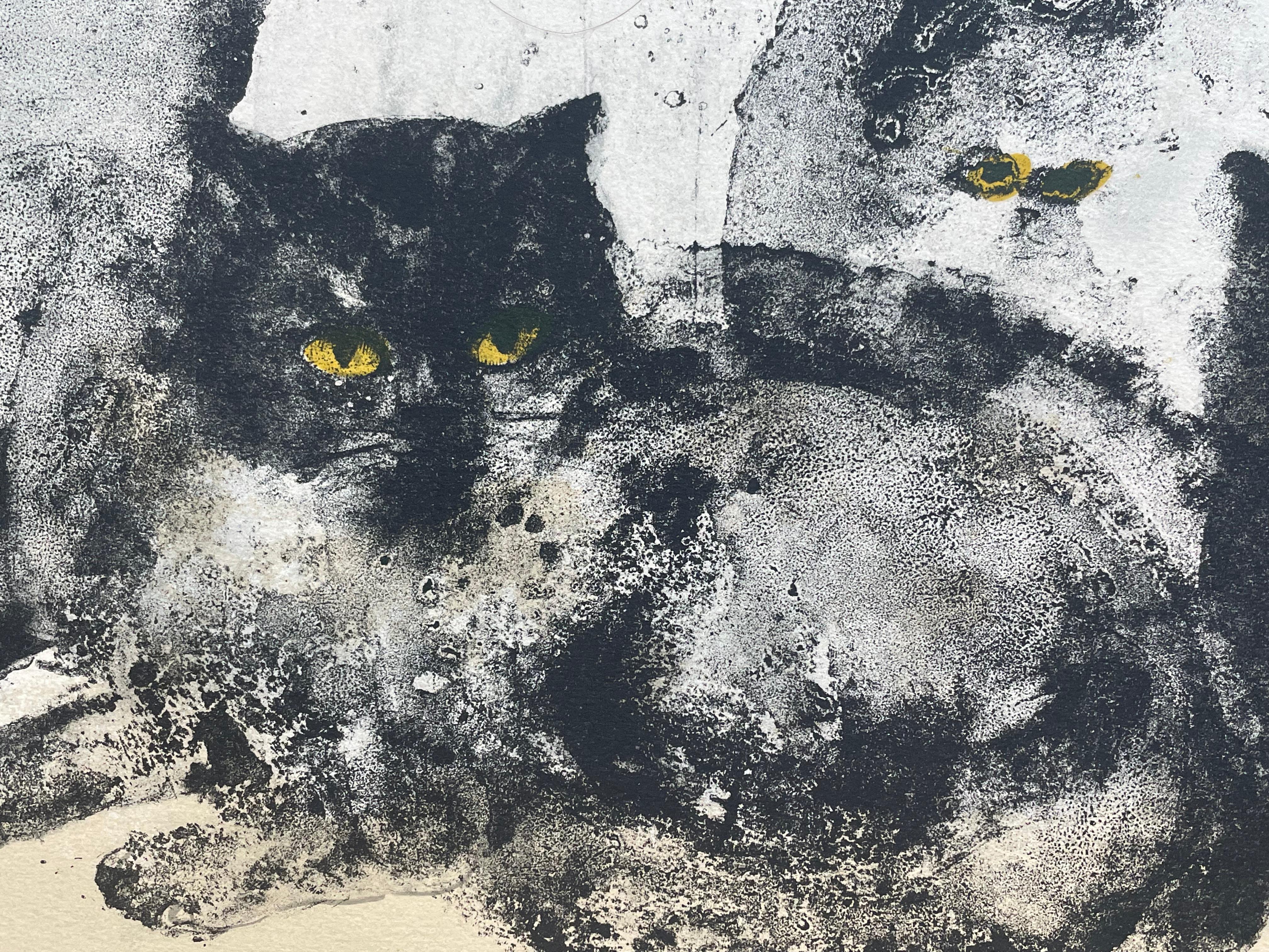 Leonor Fini, Cats, rare lithograph on Rives paper, circa 1970 For Sale 2