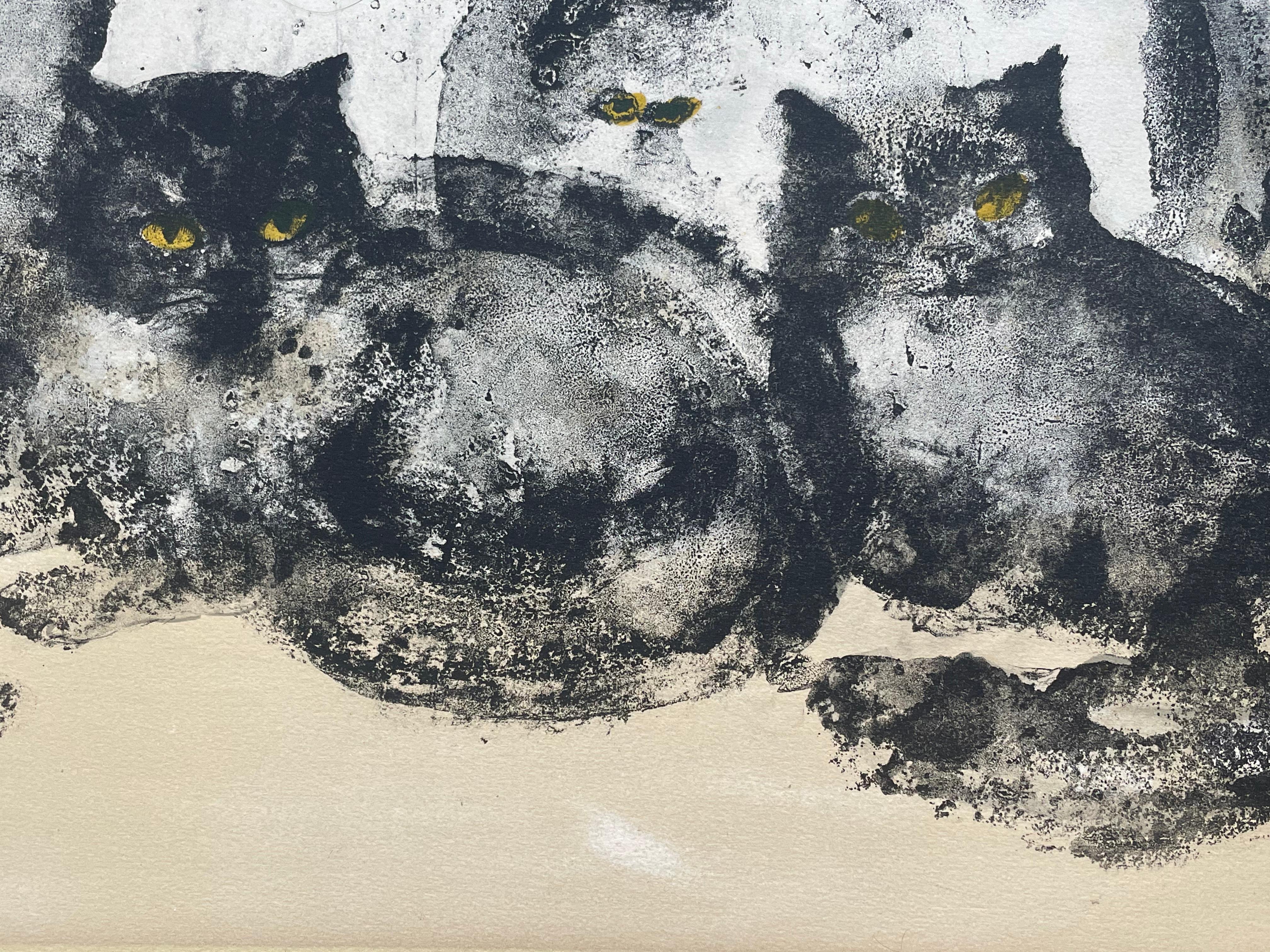 Leonor Fini, Cats, rare lithograph on Rives paper, circa 1970 For Sale 5
