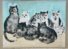 Leonor Fini, Cats, rare lithograph on Rives paper, circa 1970