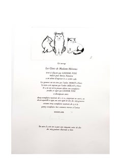 Leonor Fini - Trio de chats - Gravure originale signée à la main