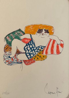 Leonor Fini, from La Grande Parade des Chats, hand signed color lithograph