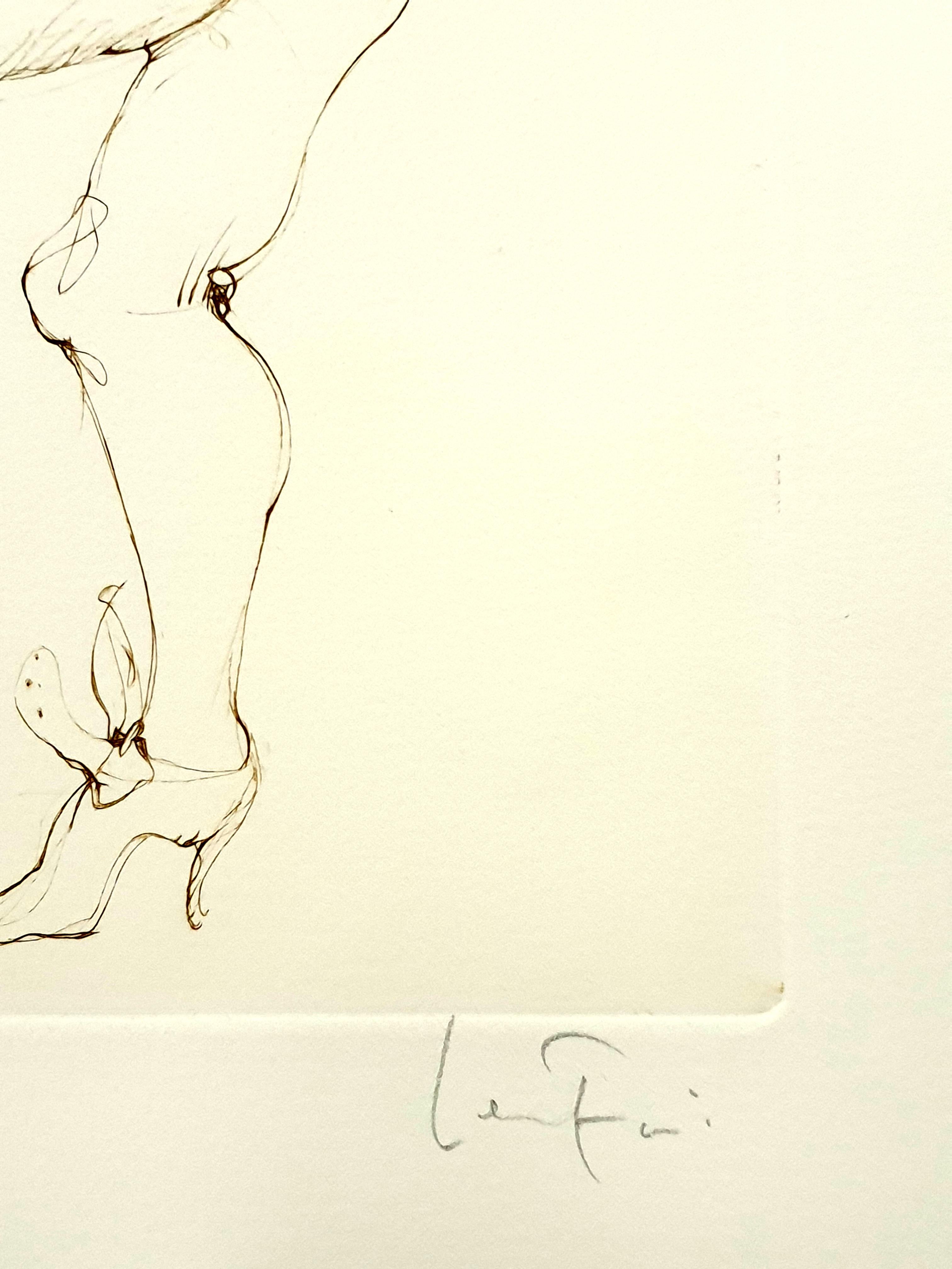 Leonor Fini - Chat lourd - Lithographie originale signée à la main en vente 2