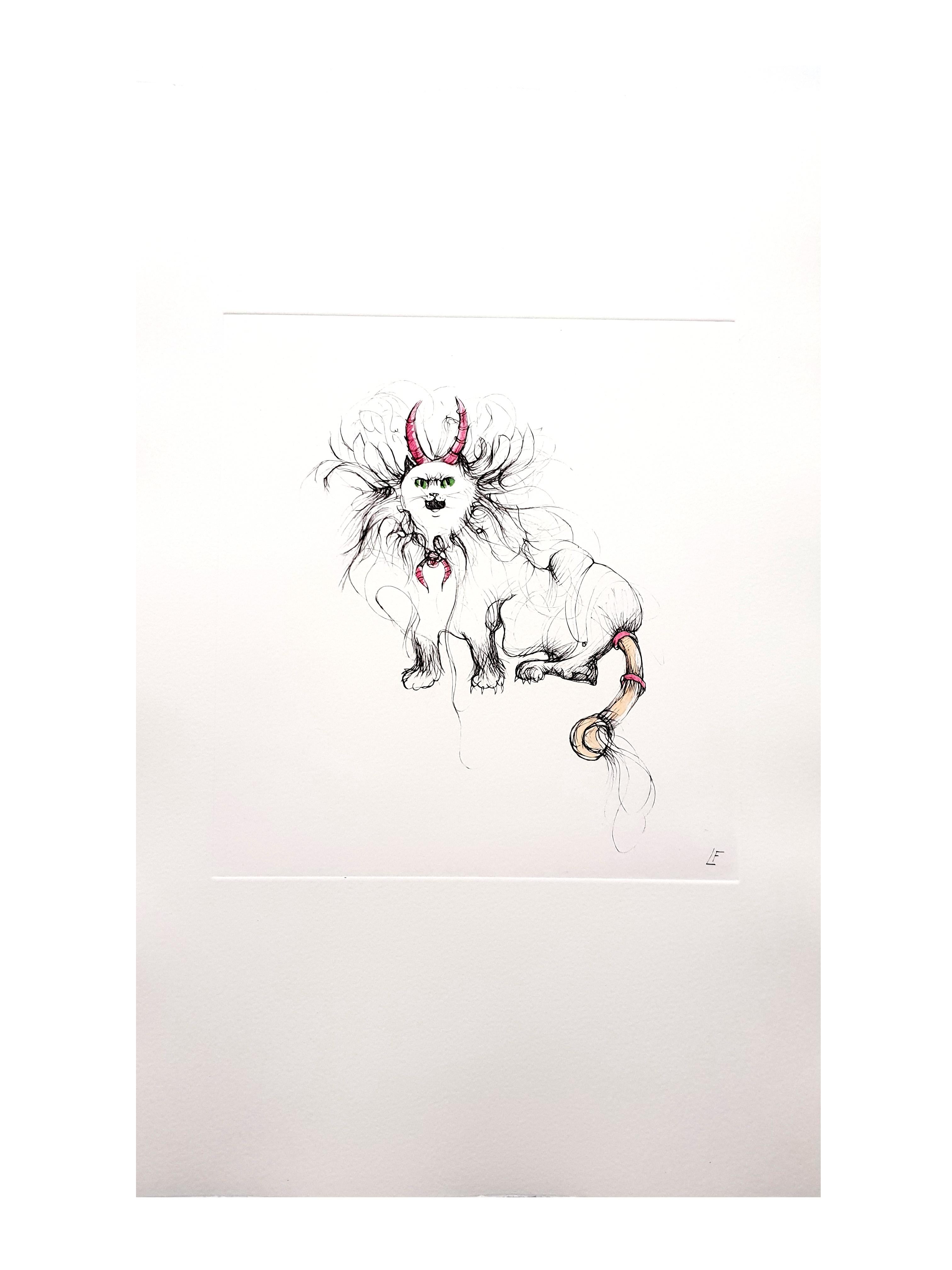 Leonor Fini - Magical Cat - Original Etching For Sale 5
