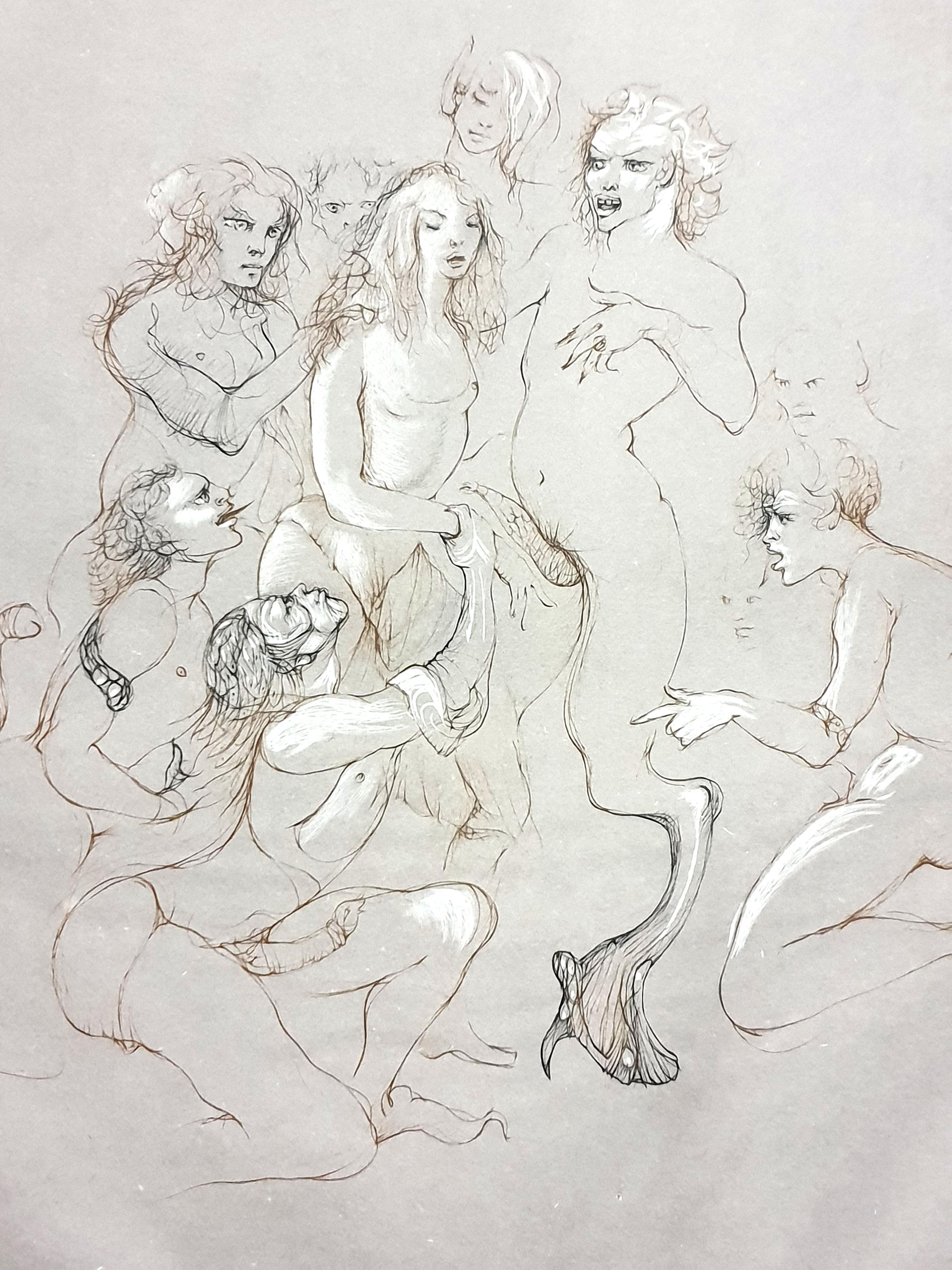 Leonor Fini - Orgy - Original Handsigned Lithograph For Sale 4