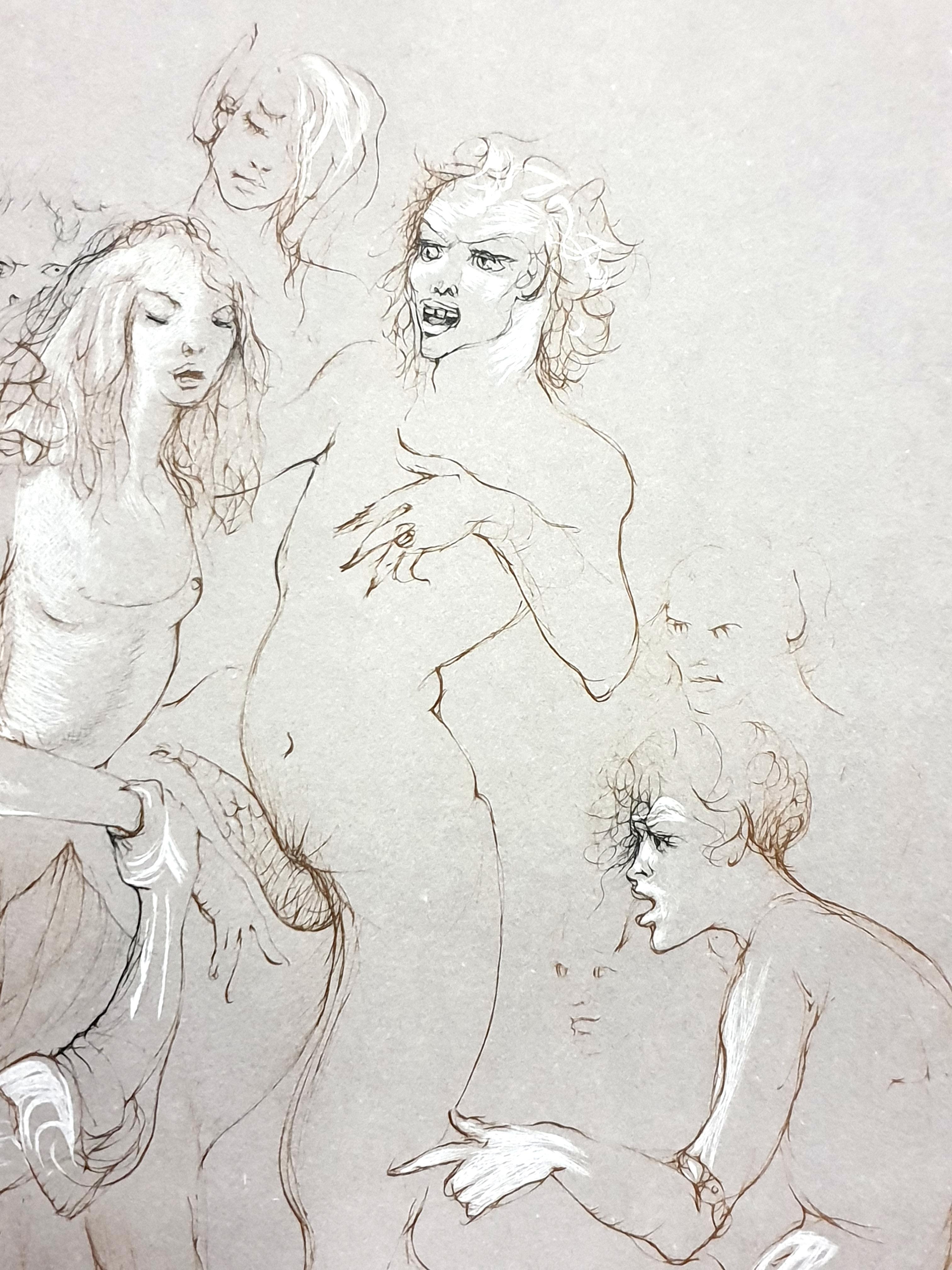 Leonor Fini - Orgy - Original Handsigned Lithograph For Sale 7