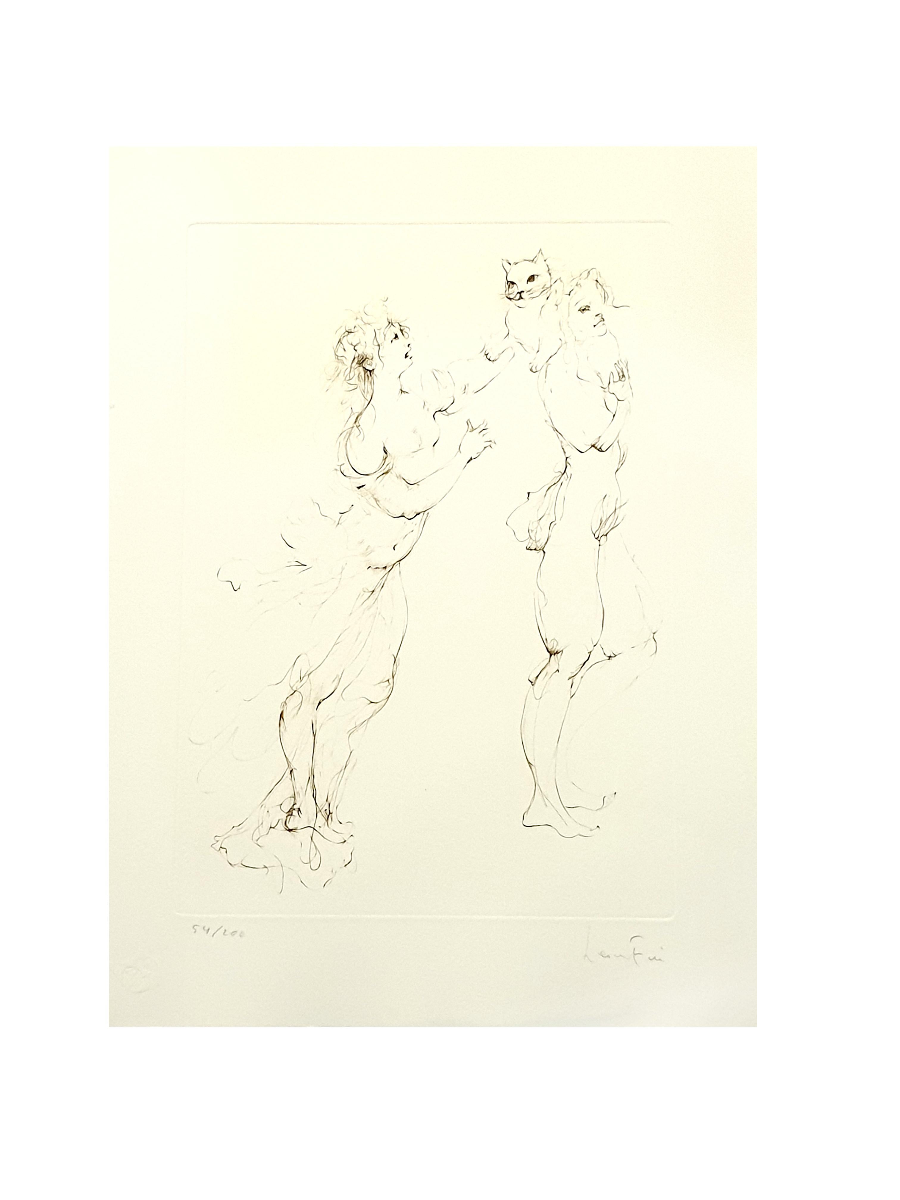 Leonor Fini - Playful Cat - Original Handsigned Lithograph For Sale 2
